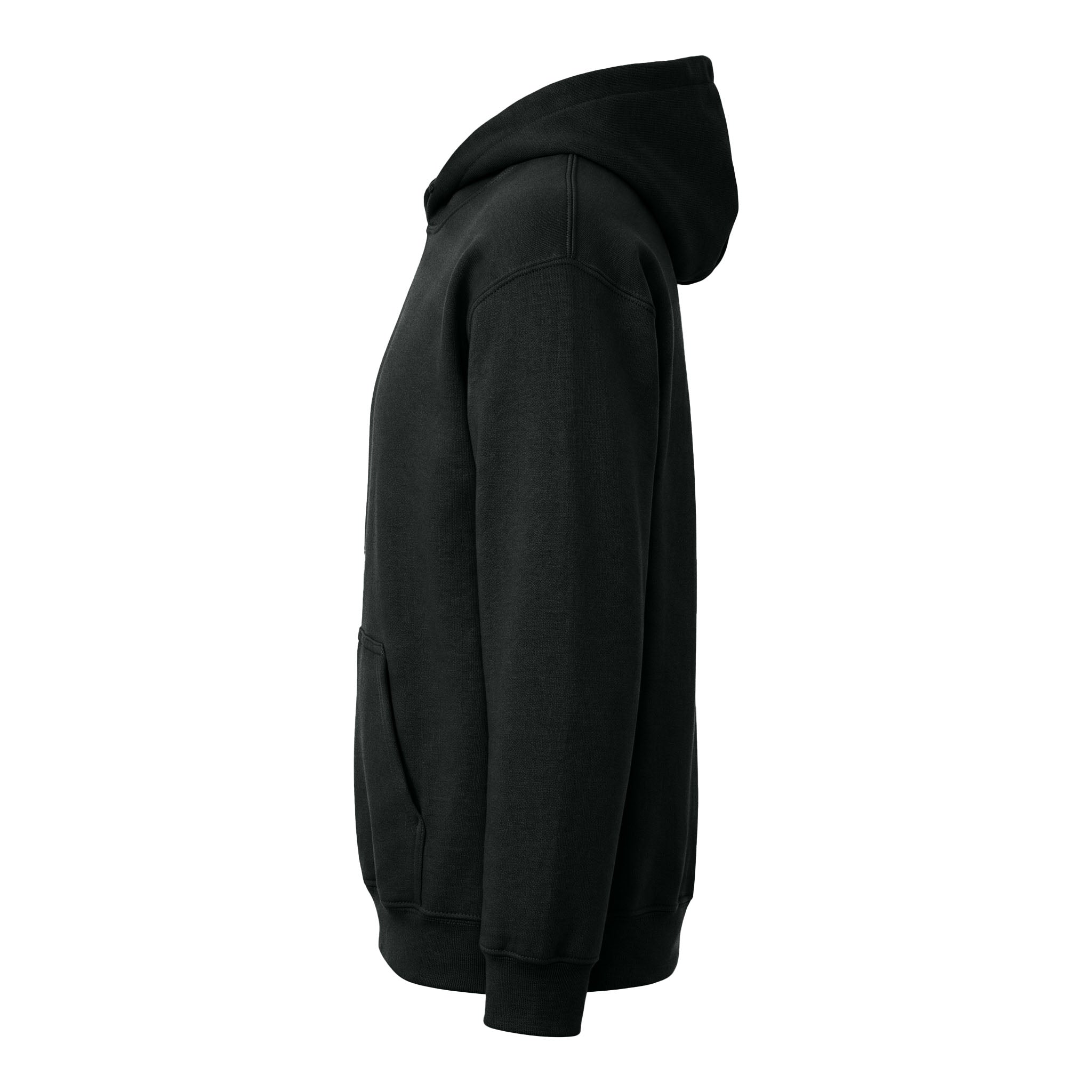 Gildan 18500B custom hoodie in black, left side view