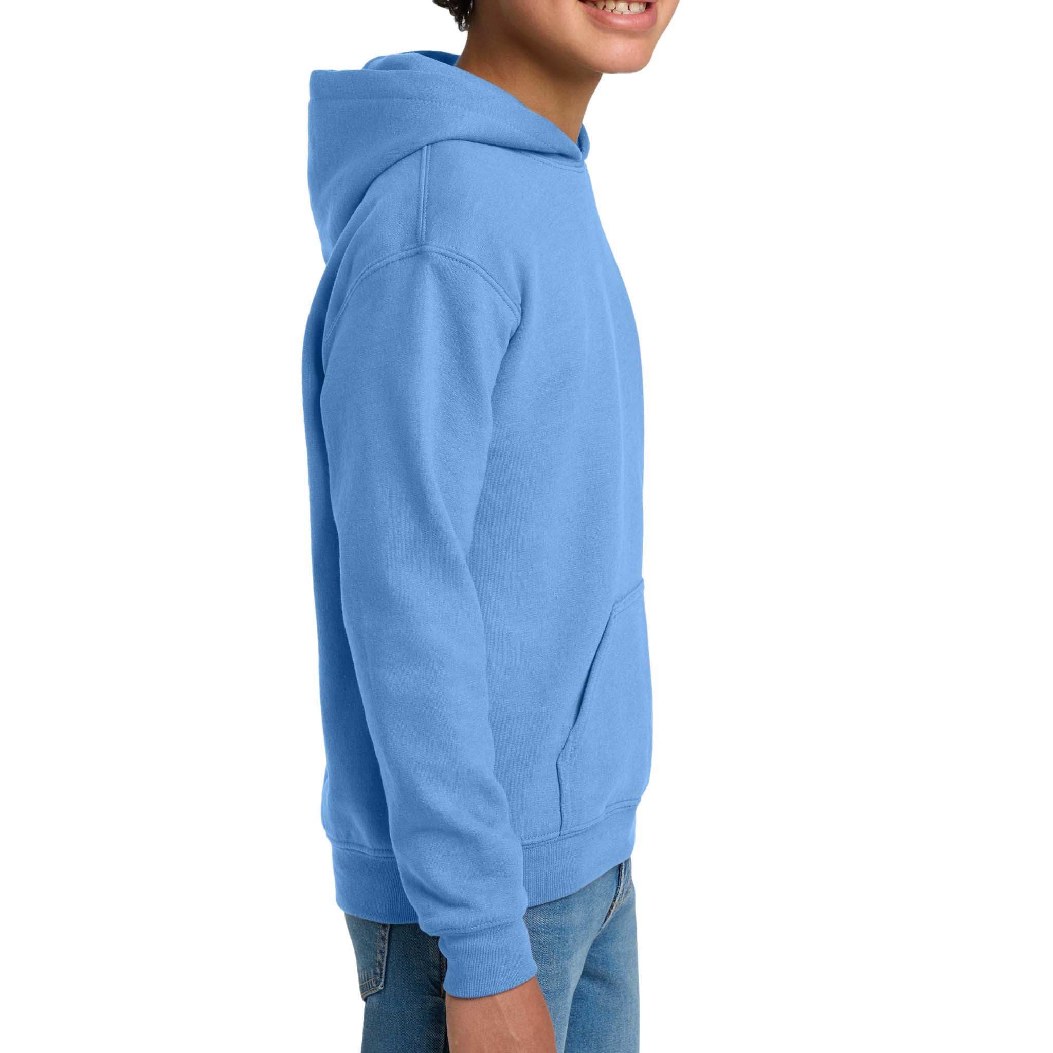 Gildan 18500B custom hoodie in carolina blue, right side view