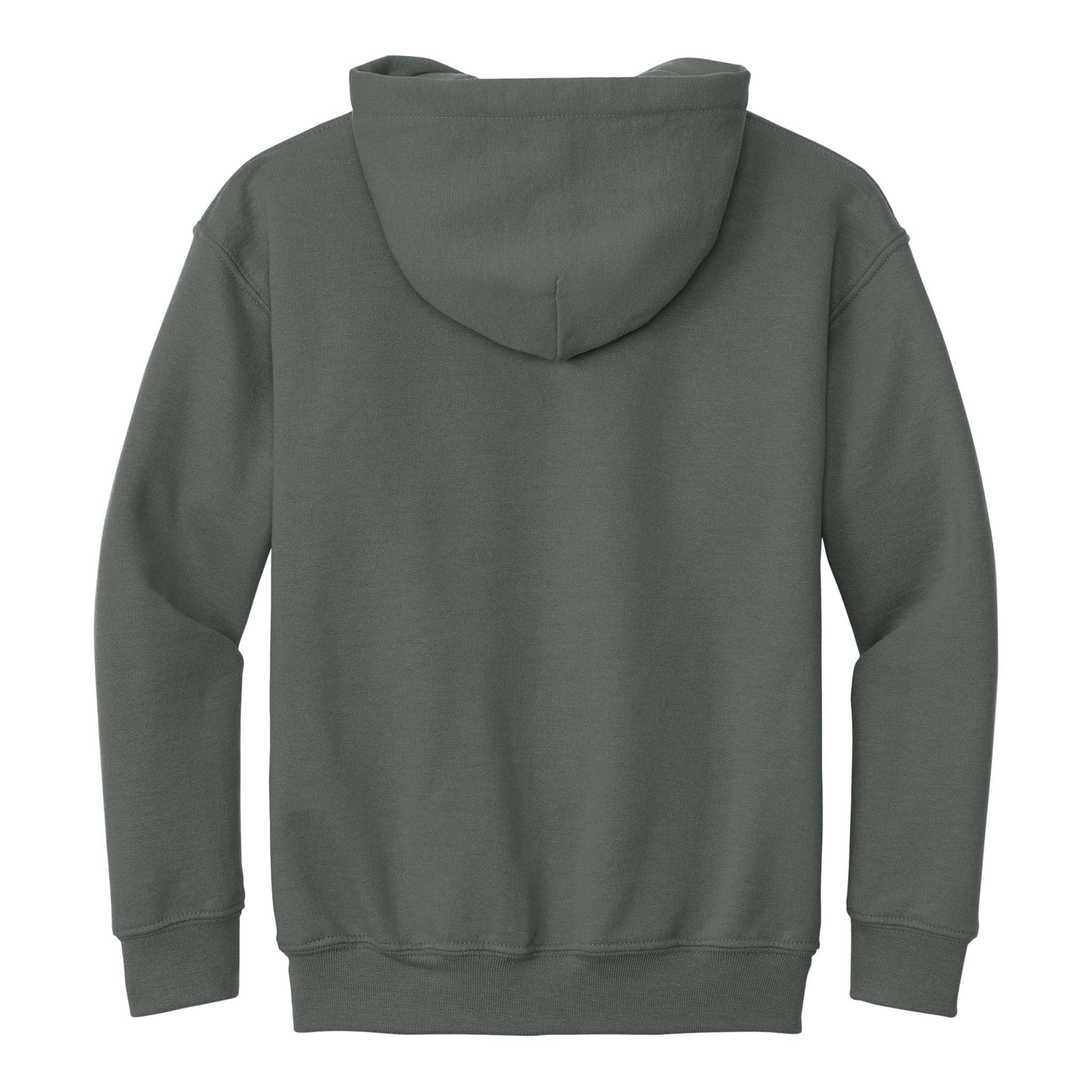 Gildan 18500B custom hoodie in charcoal, back view