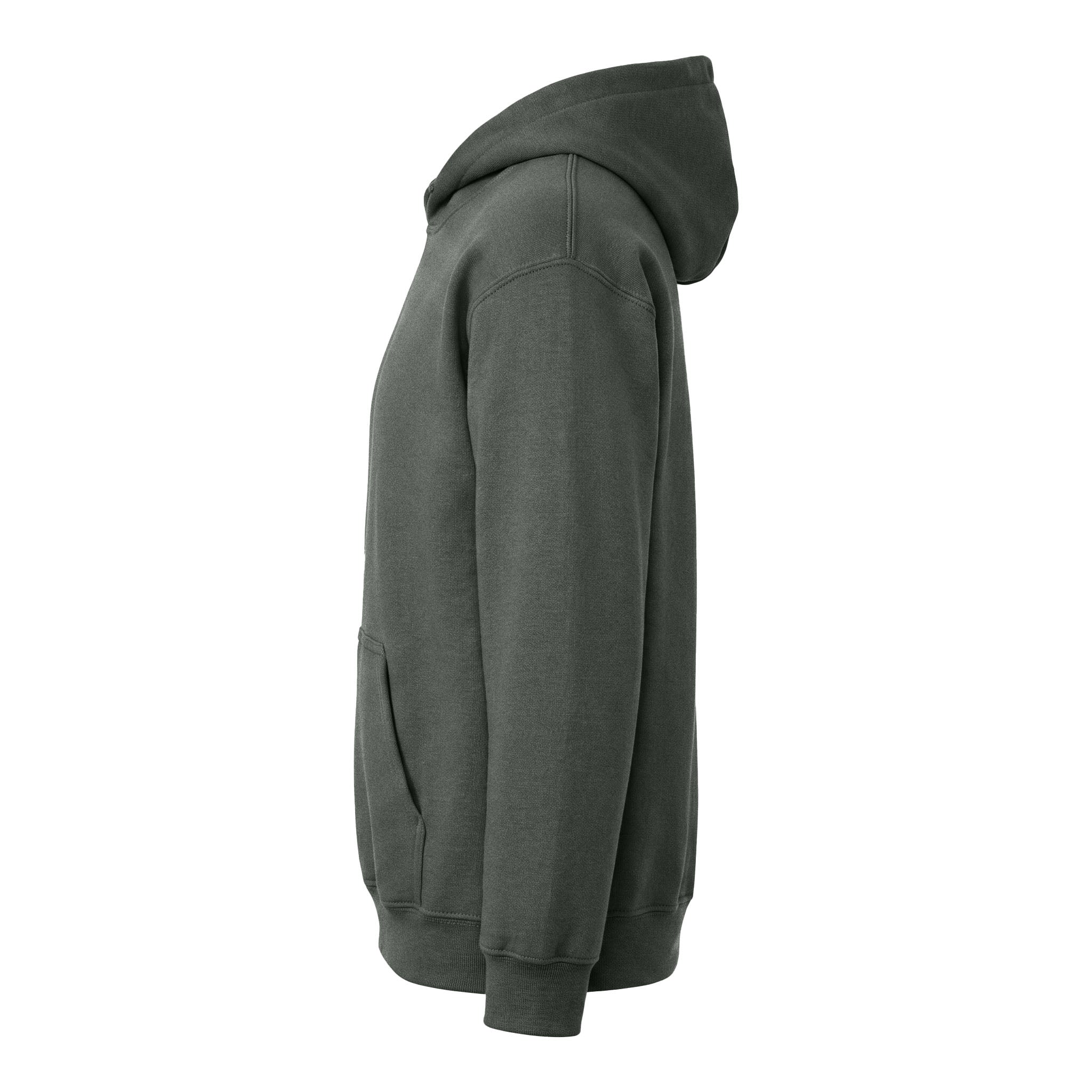 Gildan 18500B custom hoodie in charcoal, left side view