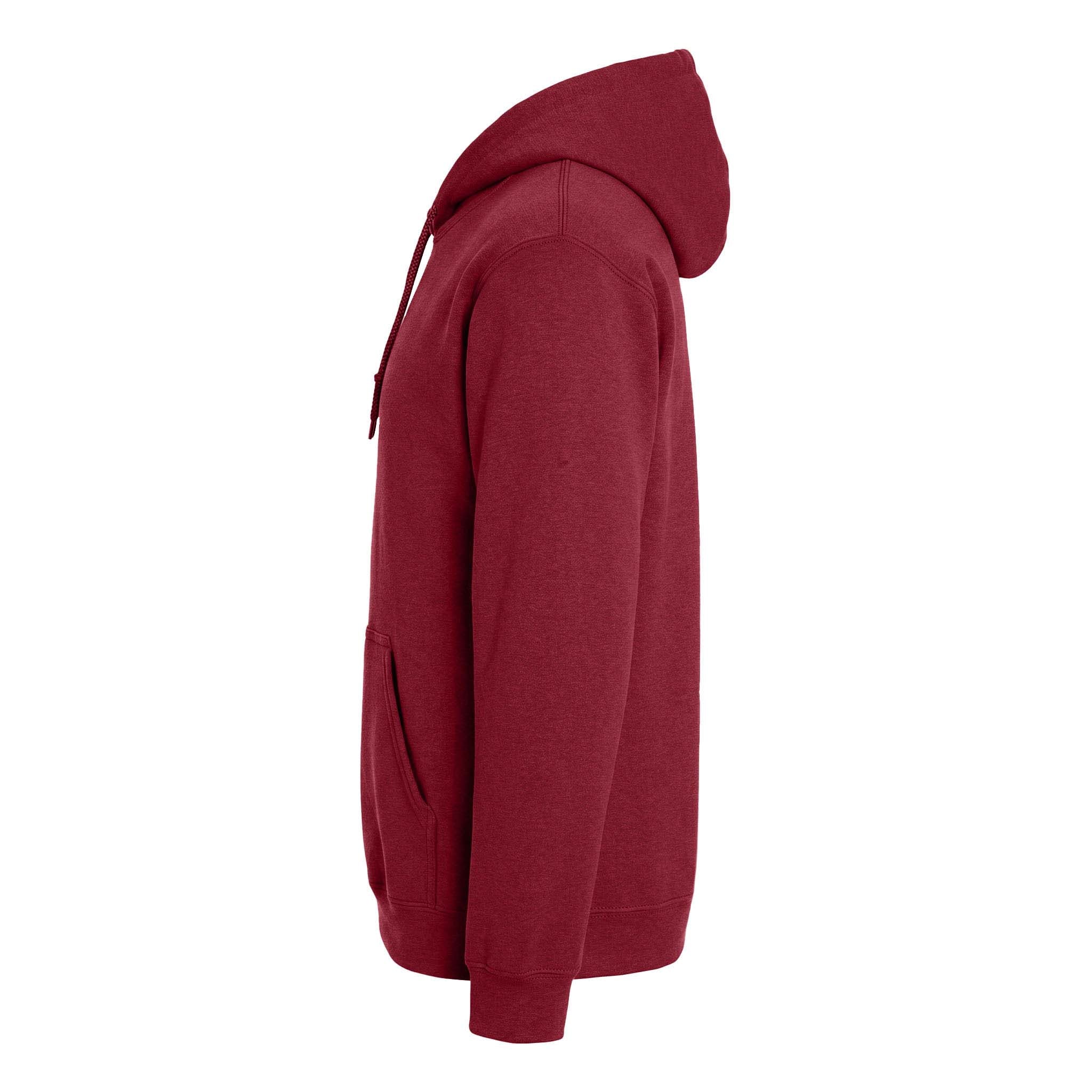 Gildan 18500 custom hoodie in antique cherry red, left side view