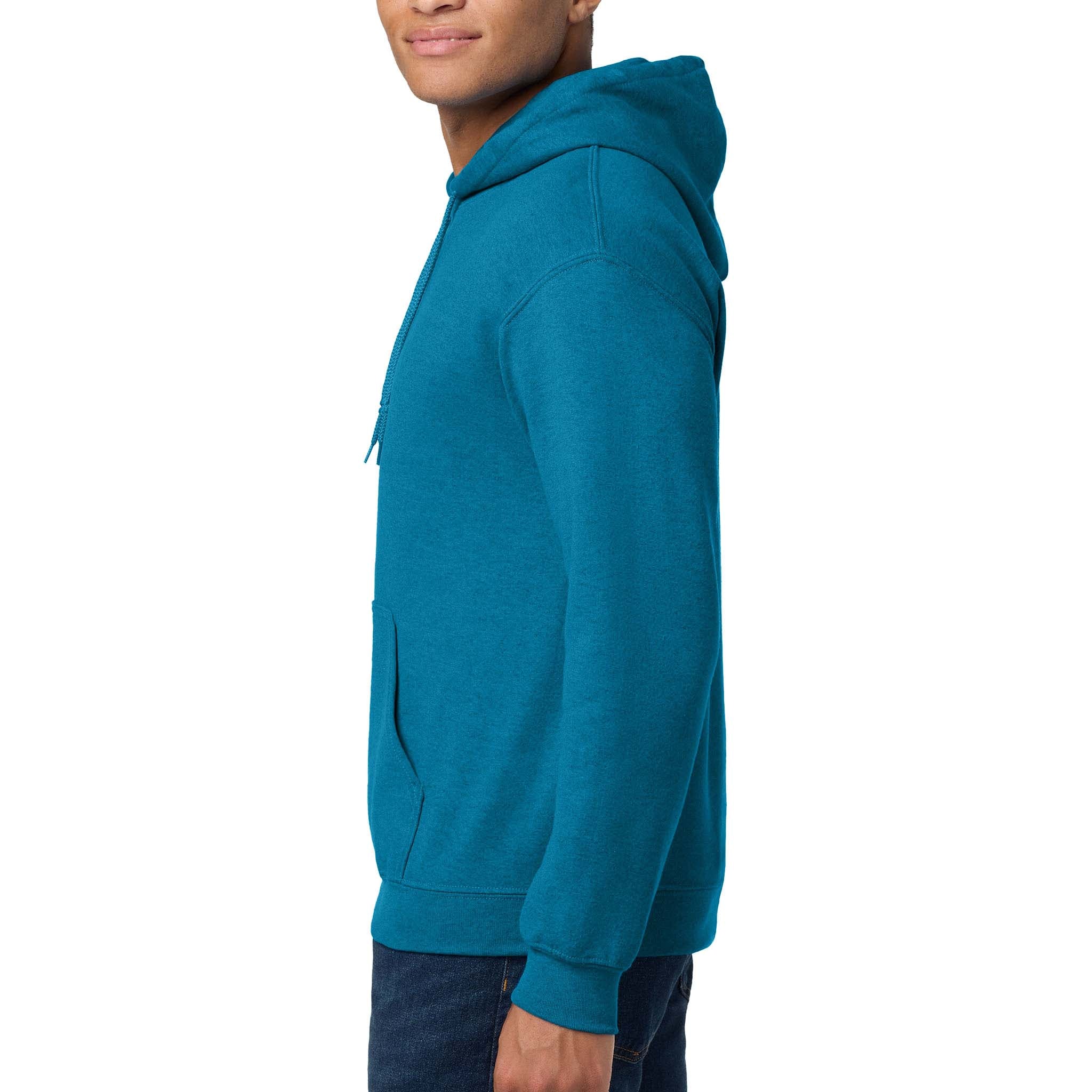 Gildan 18500 custom hoodie in antique sapphire, left side view