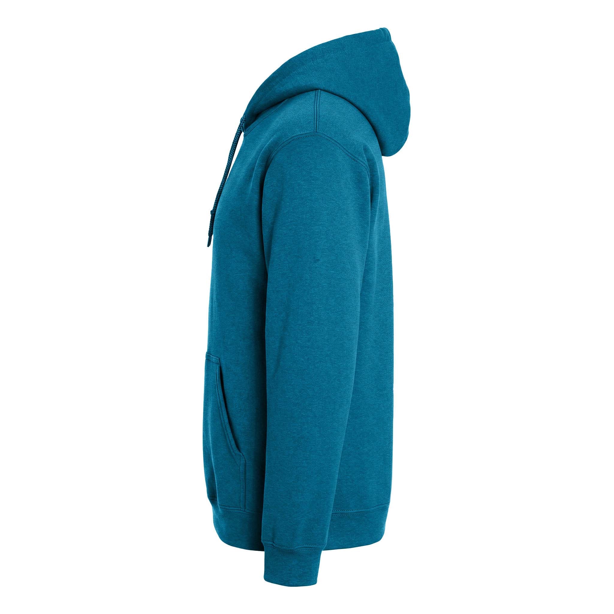 Gildan 18500 custom hoodie in antique sapphire, left side view