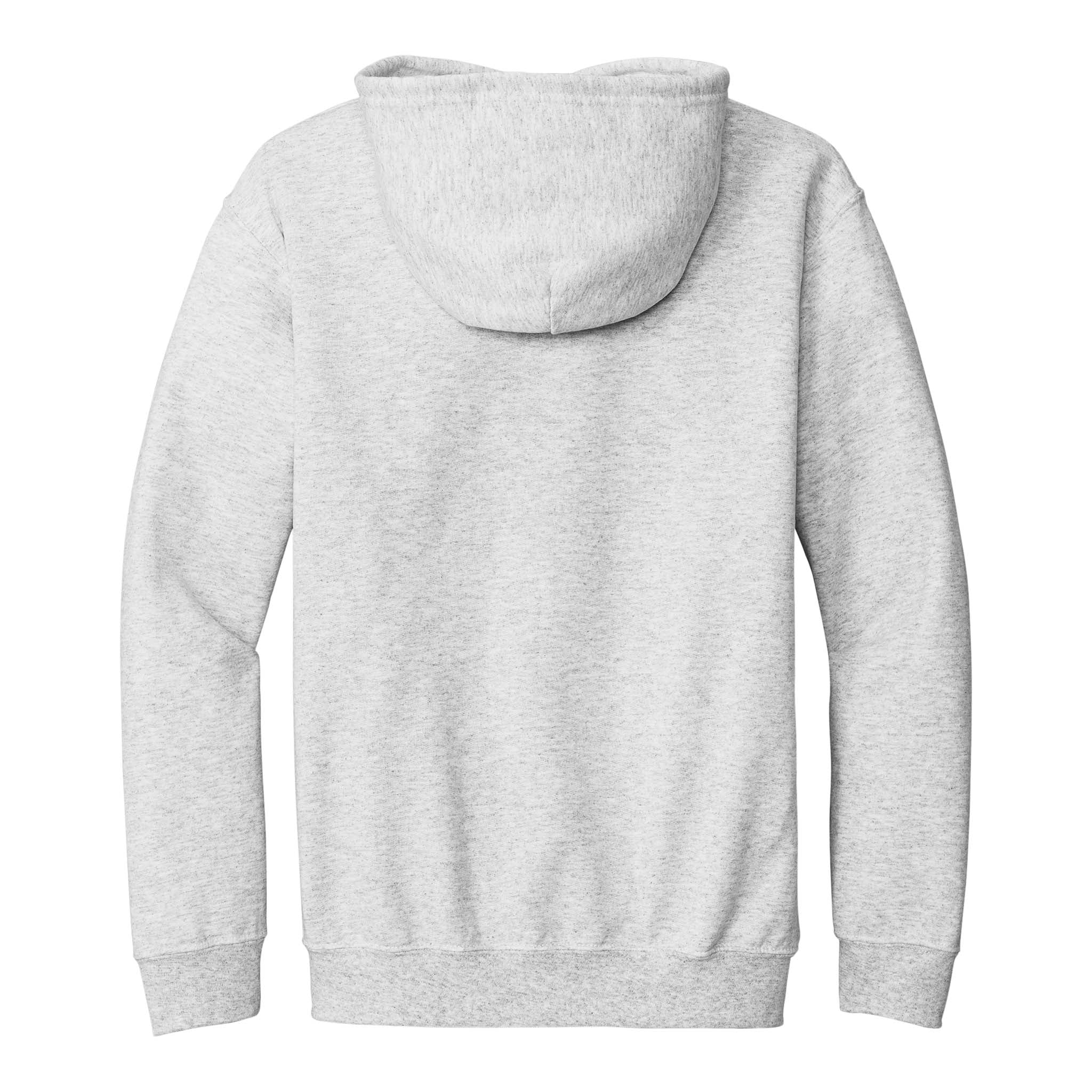 Gildan 18600 custom full-zip hoodie in ash, back view
