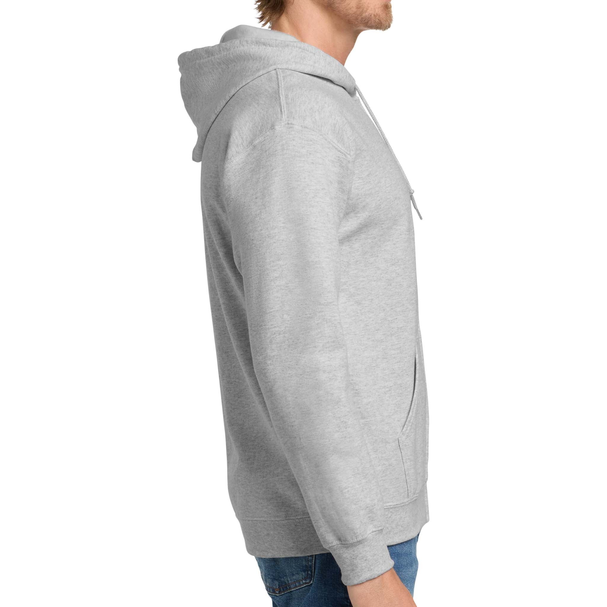 Gildan 18600 custom full-zip hoodie in ash, right side view
