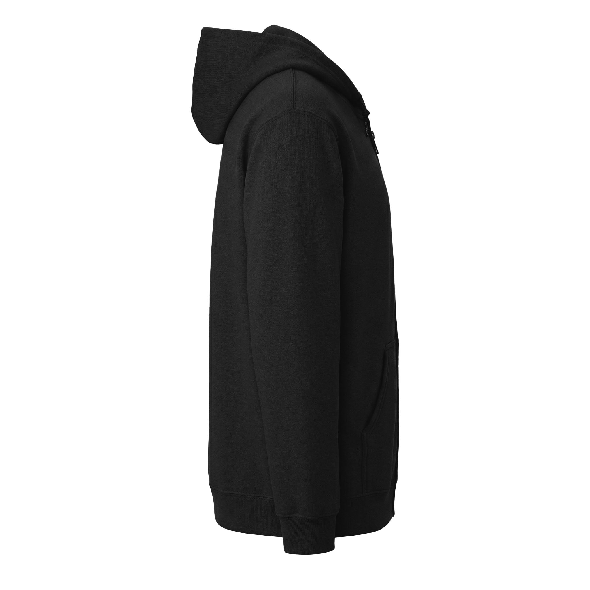 Gildan 18600 custom full-zip hoodie in black, right side view