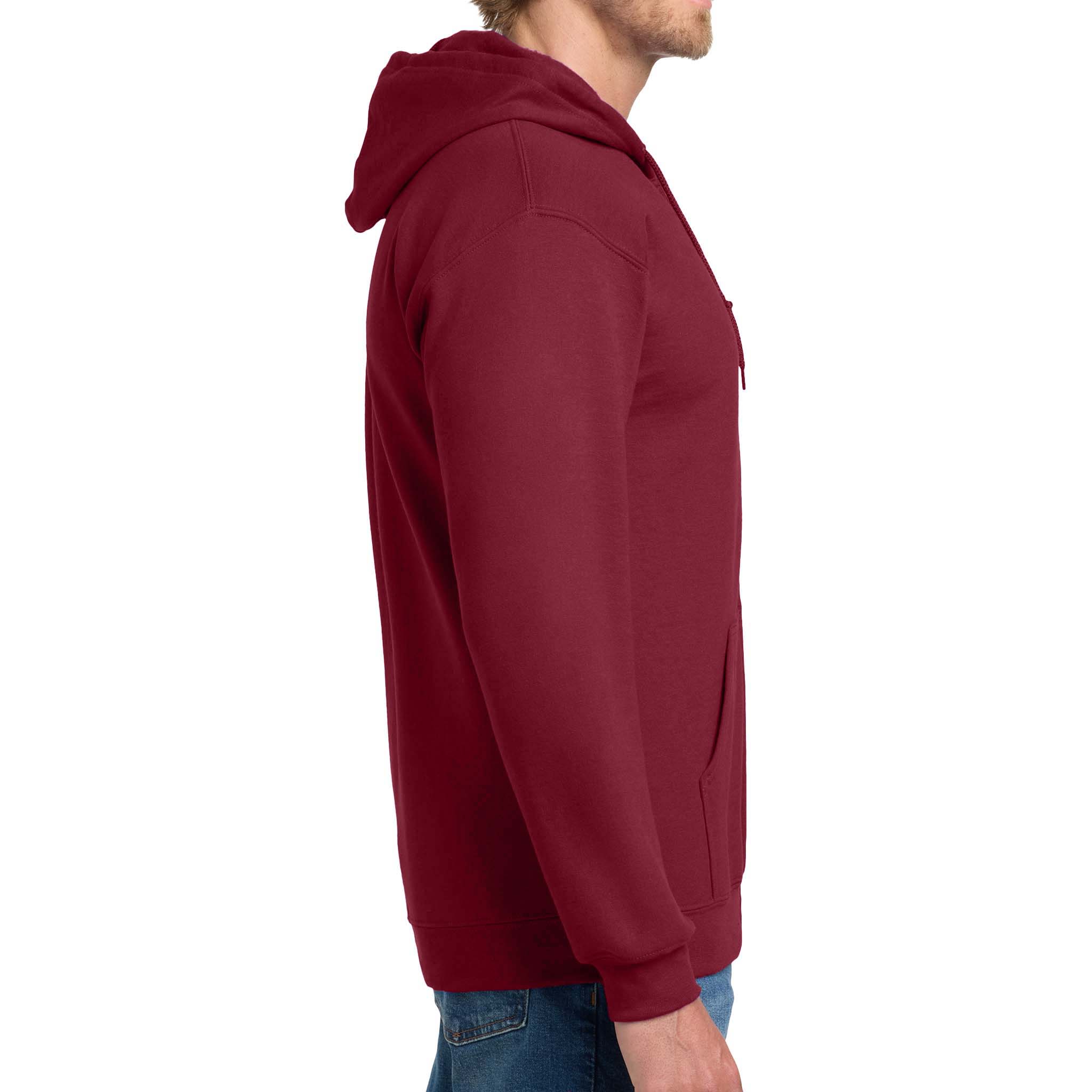 Gildan 18600 custom full-zip hoodie in cardinal red, right side view