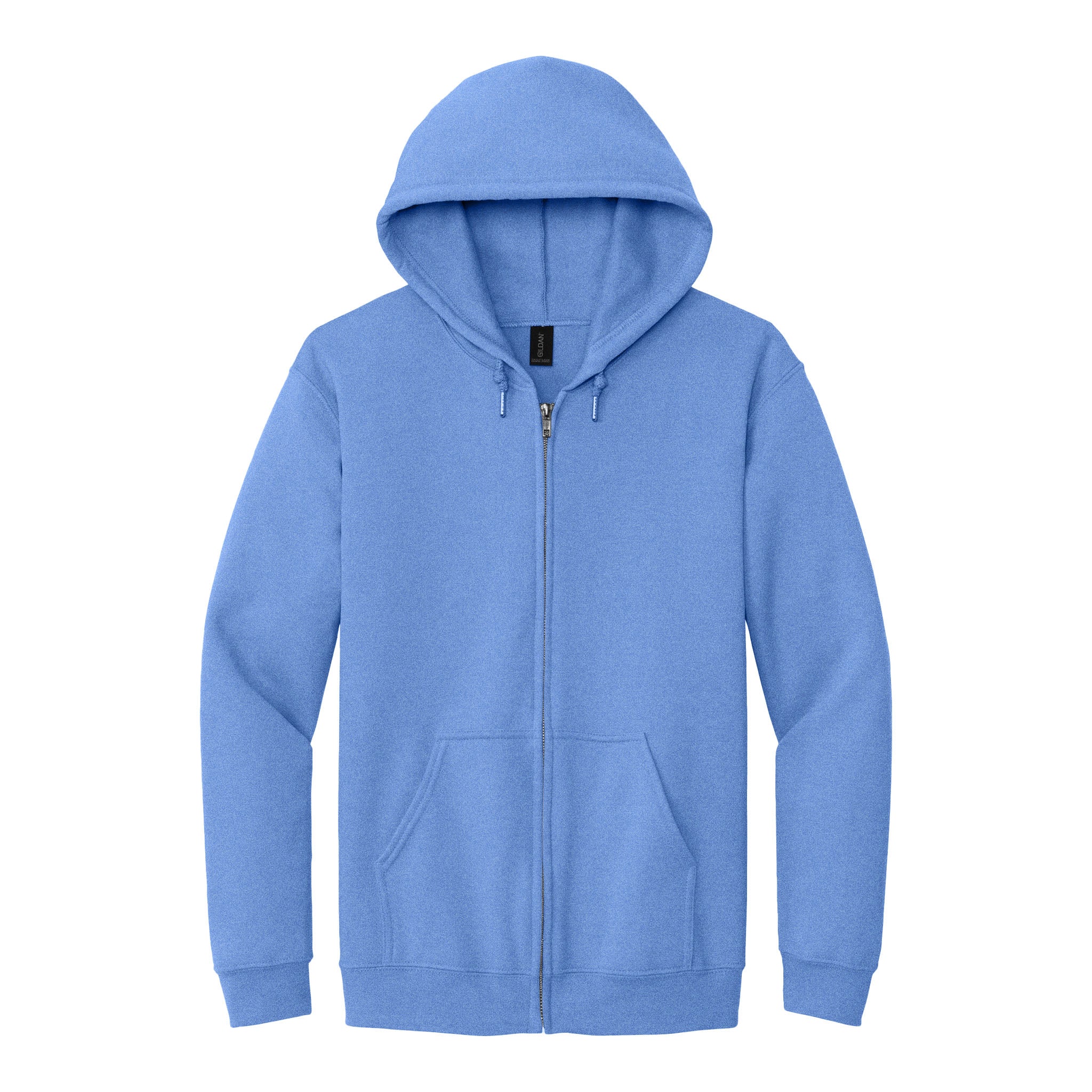 Gildan 18600 custom full-zip hoodie in carolina blue, front view