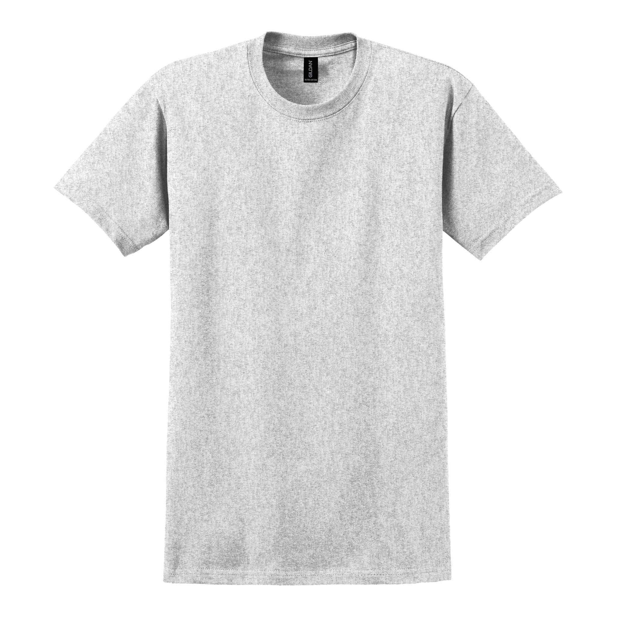 Gildan 2000 custom short sleeve t-shirt in ash, front view