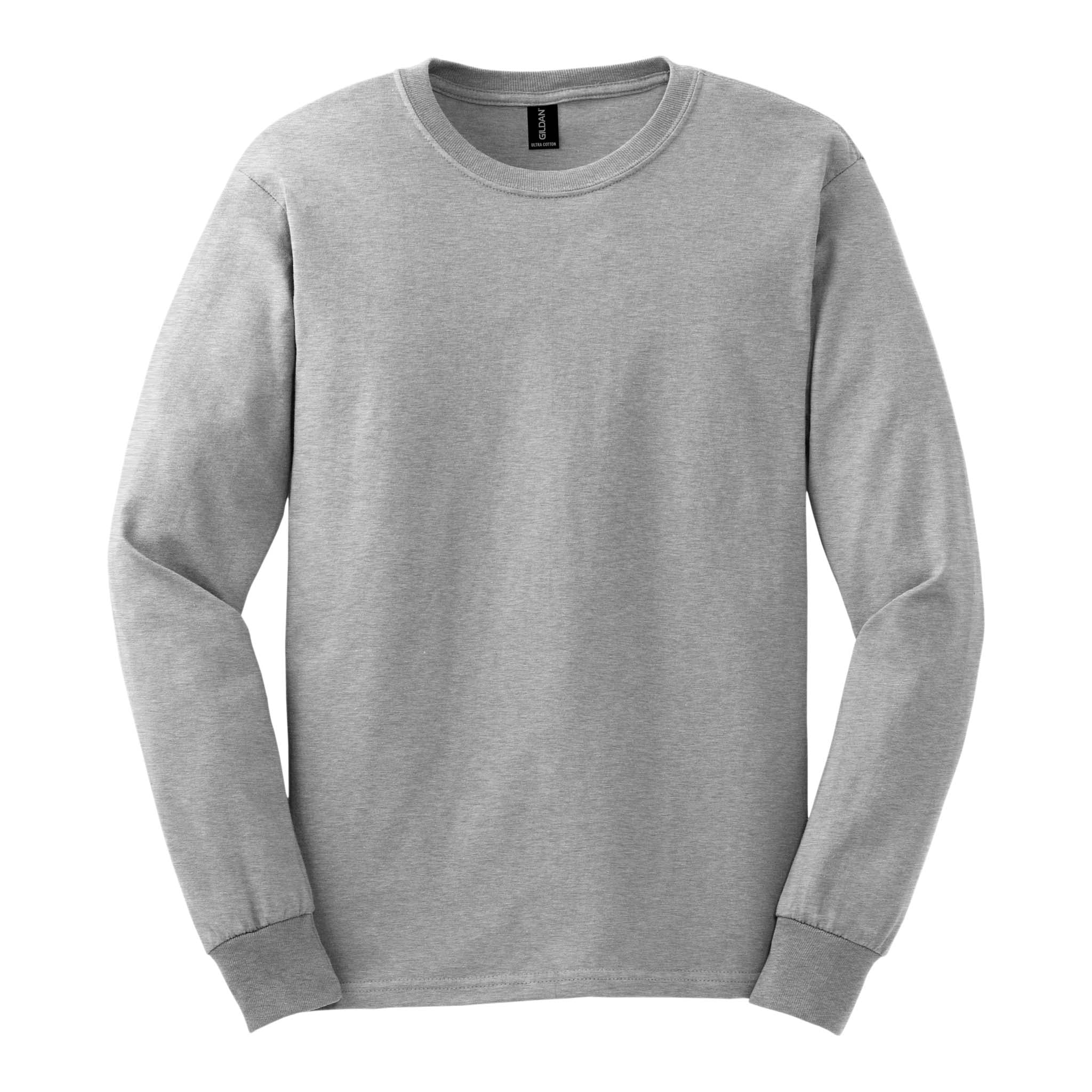 Gildan 2400 custom long sleeve t-shirt in ash, front view