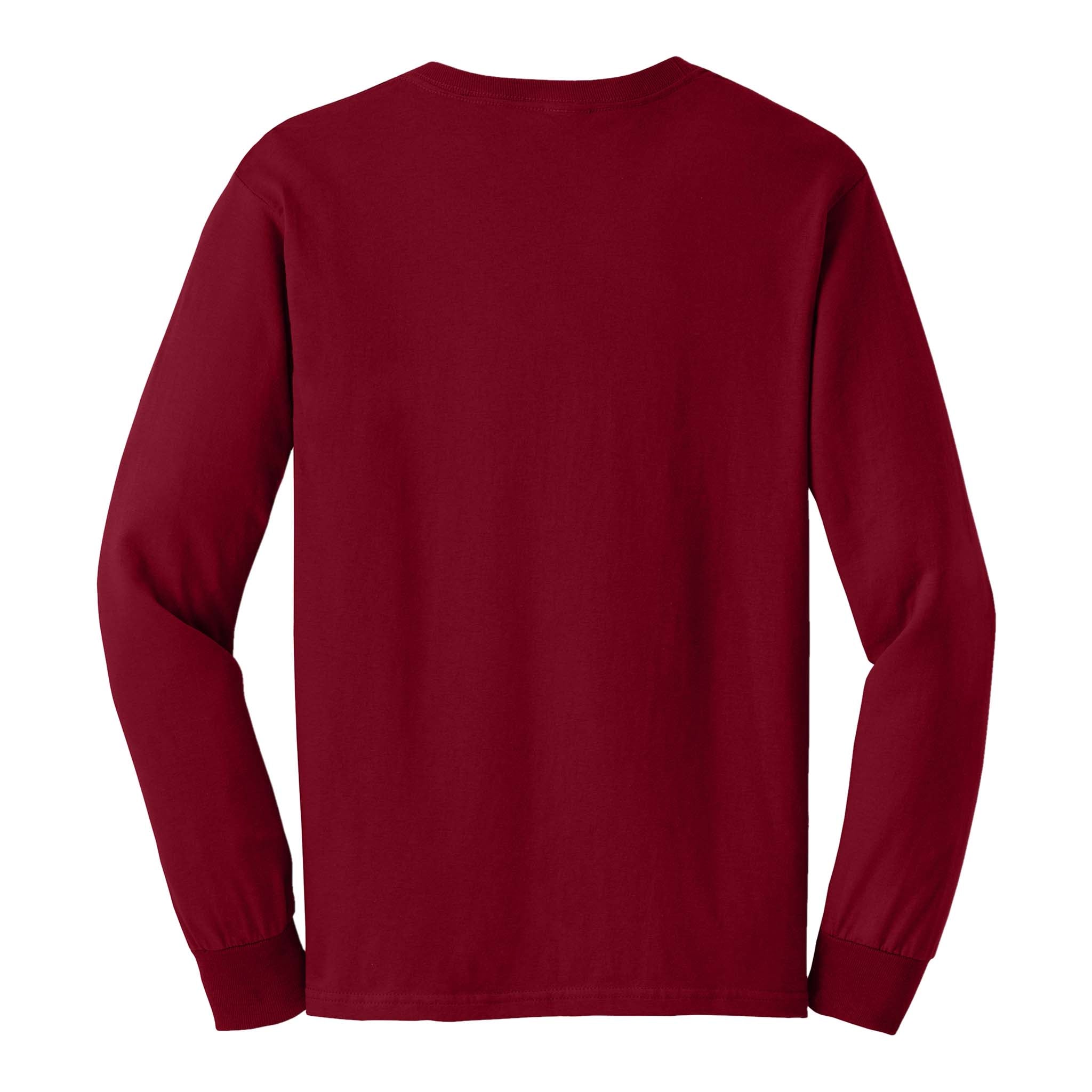 Gildan 2400 custom long sleeve t-shirt in cardinal red, back view