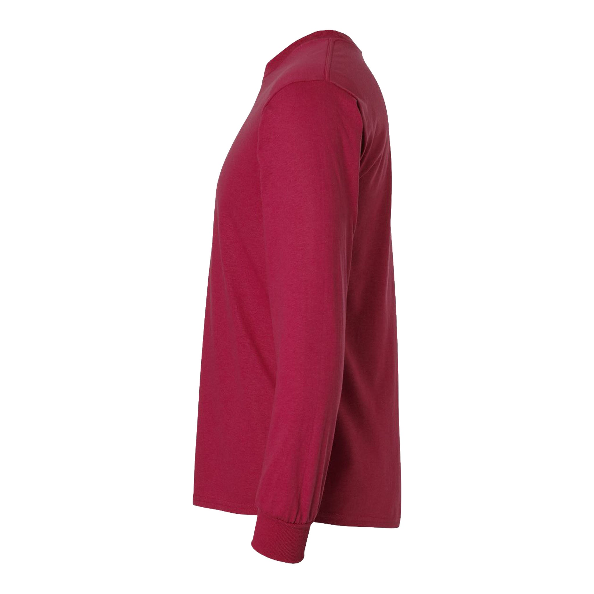 Gildan 2400 custom long sleeve t-shirt in cardinal red, left side view