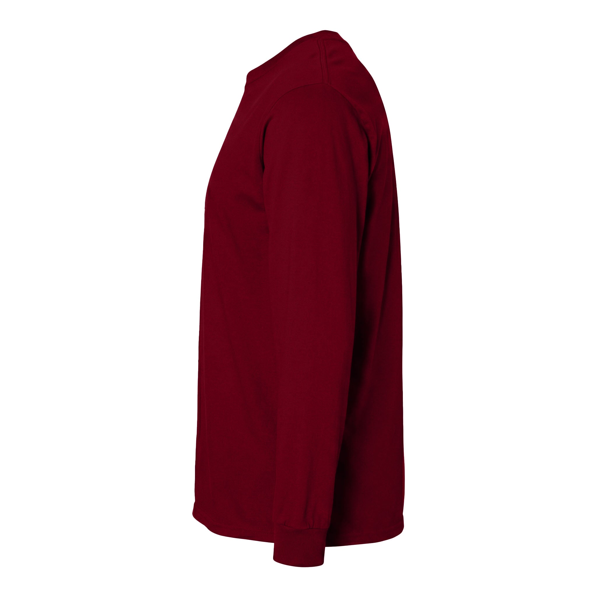 Gildan 2400 custom long sleeve t-shirt in cardinal red, left side view