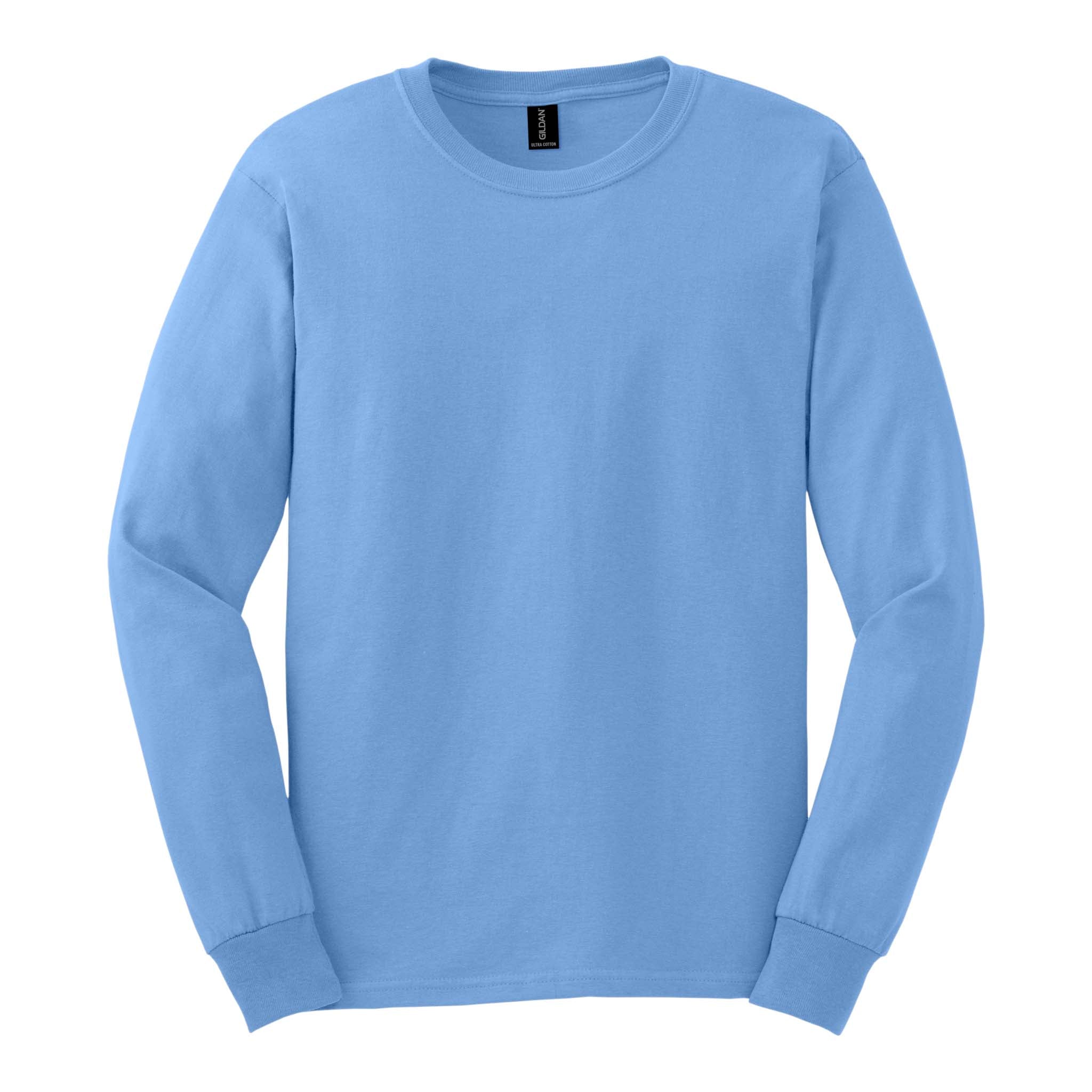 Gildan 2400 custom long sleeve t-shirt in carolina blue, front view