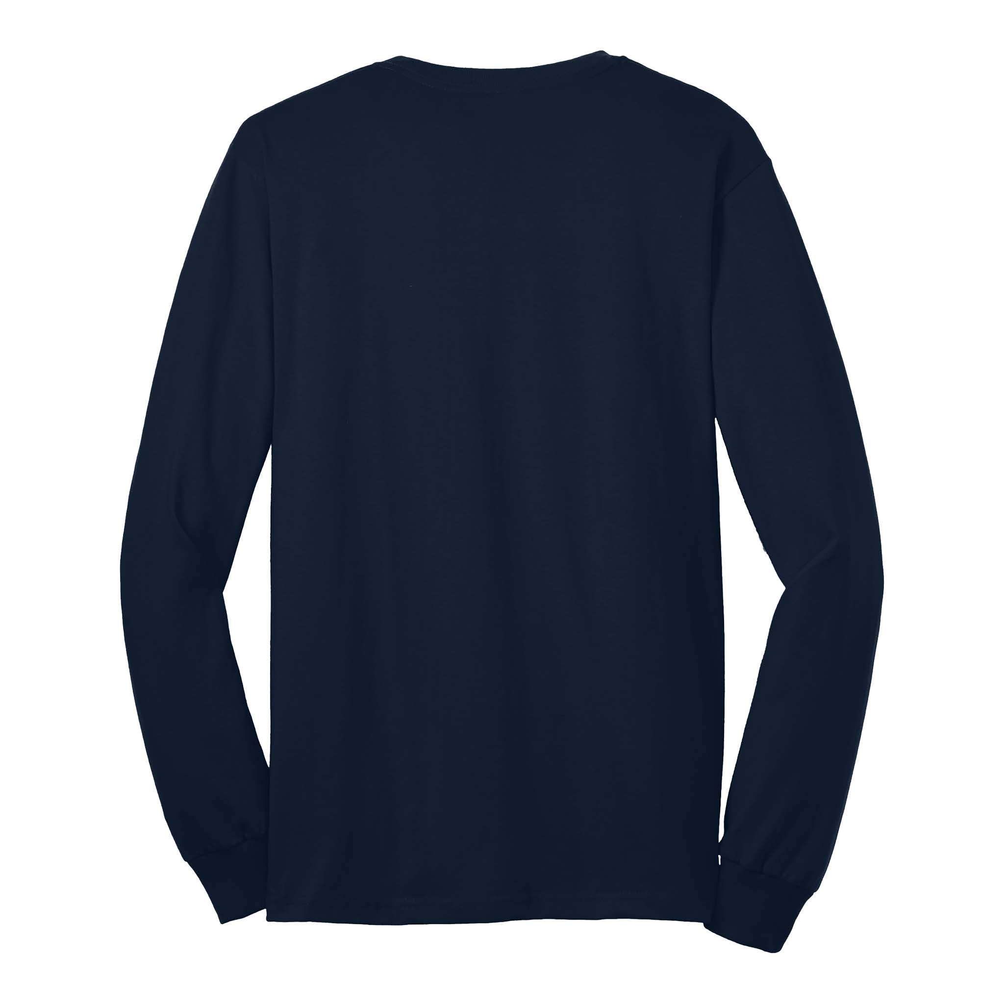 Gildan 2410 custom long sleeve t-shirt in navy, back view