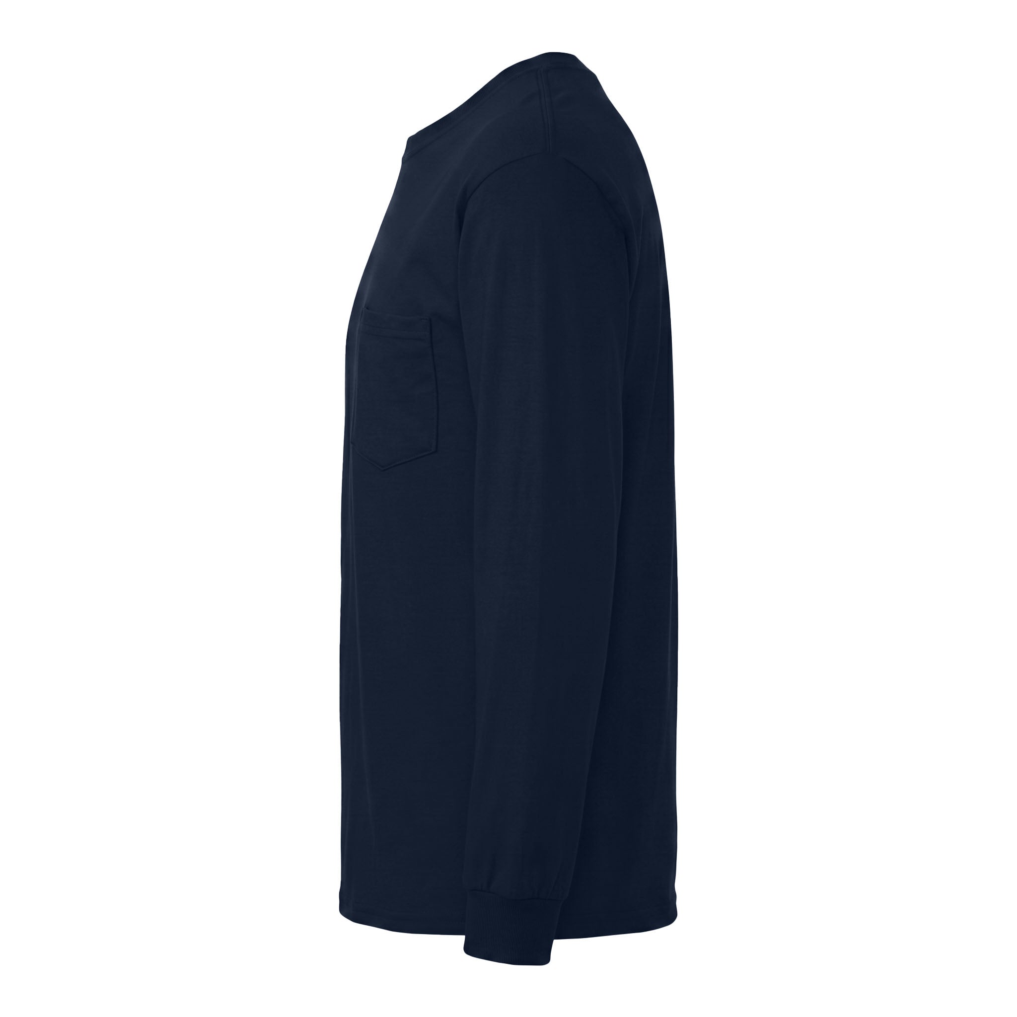 Gildan 2410 custom long sleeve t-shirt in navy, left side view