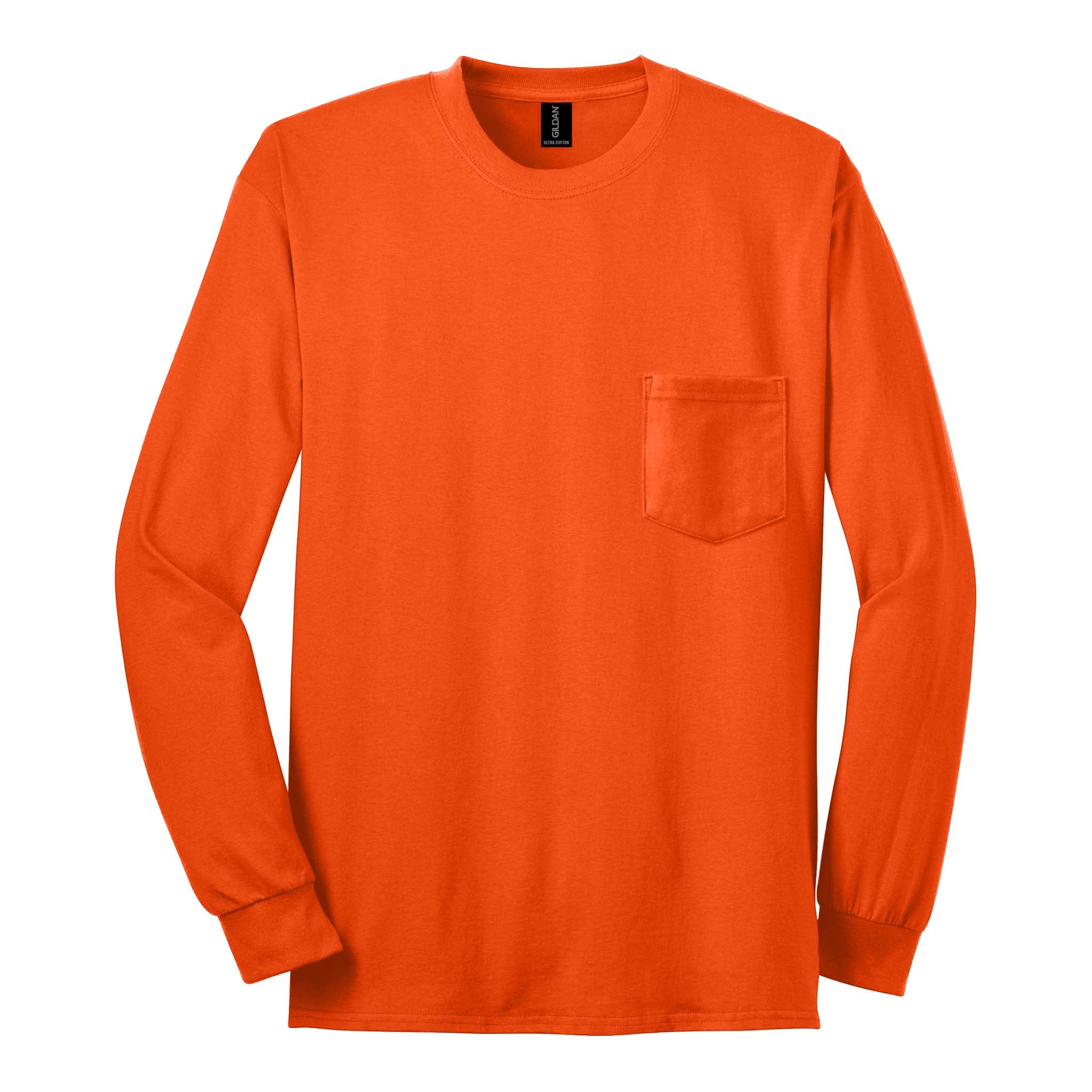 Gildan 2410 custom long sleeve t-shirt in s. orange, front view