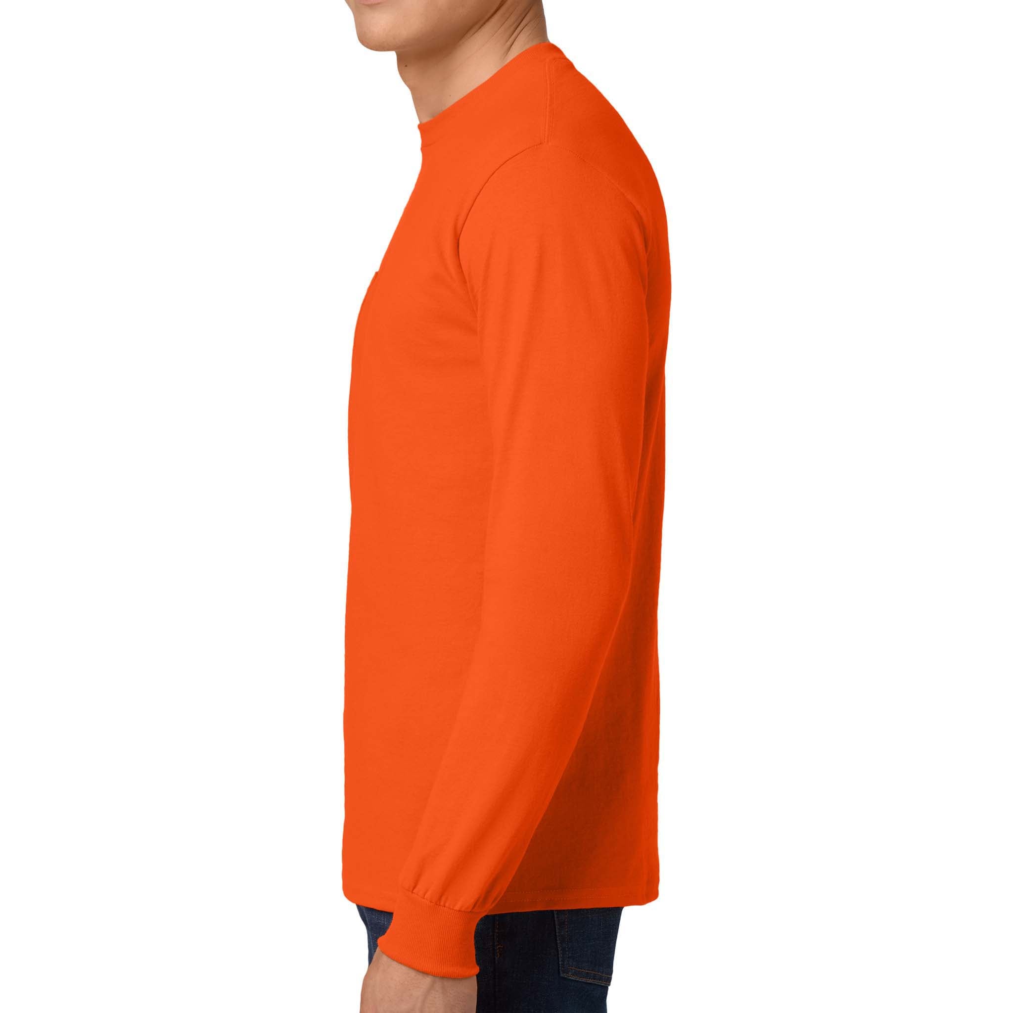 Gildan 2410 custom long sleeve t-shirt in s. orange, left side view