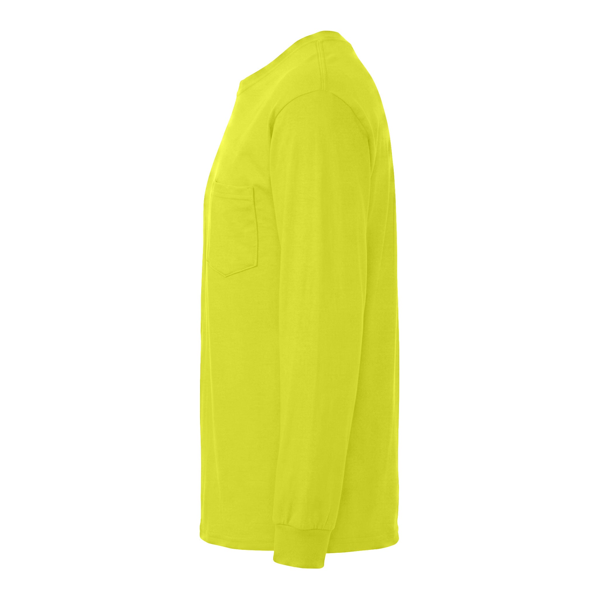 Gildan 2410 custom long sleeve t-shirt in safety green, left side view