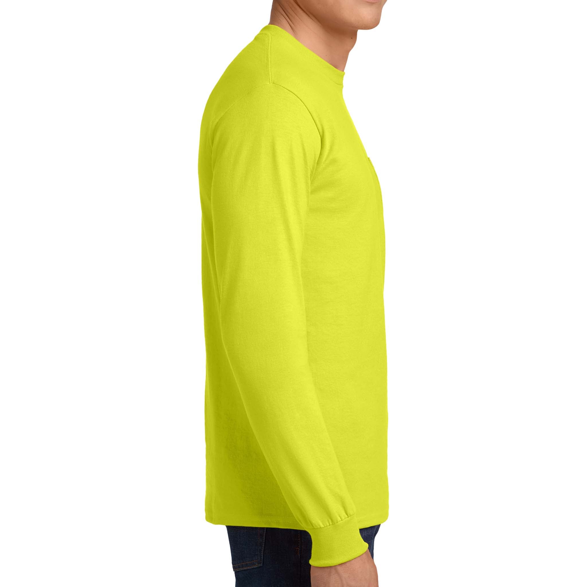 Gildan 2410 custom long sleeve t-shirt in safety green, right side view