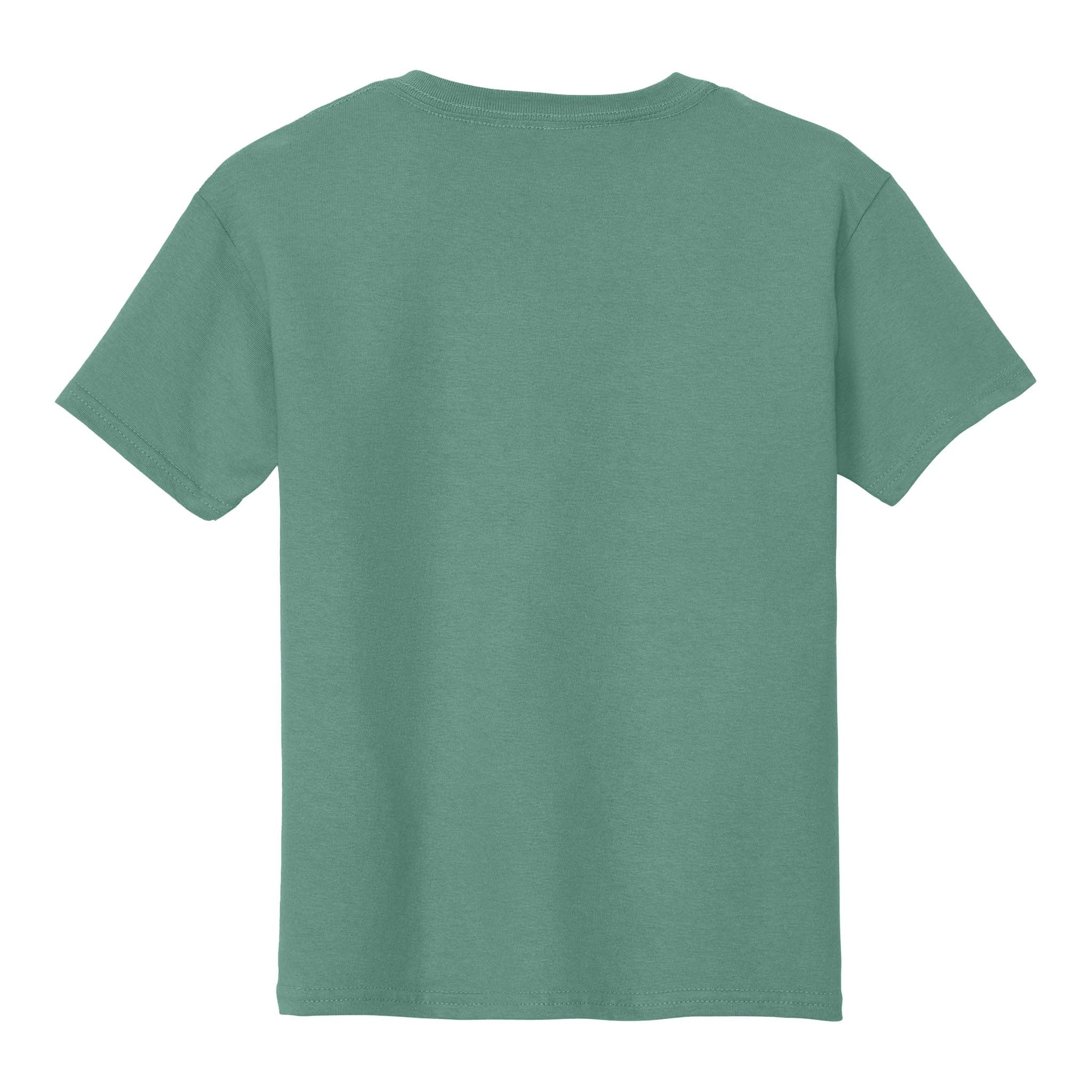 Gildan 5000B custom short sleeve t-shirt in aquatic, back view
