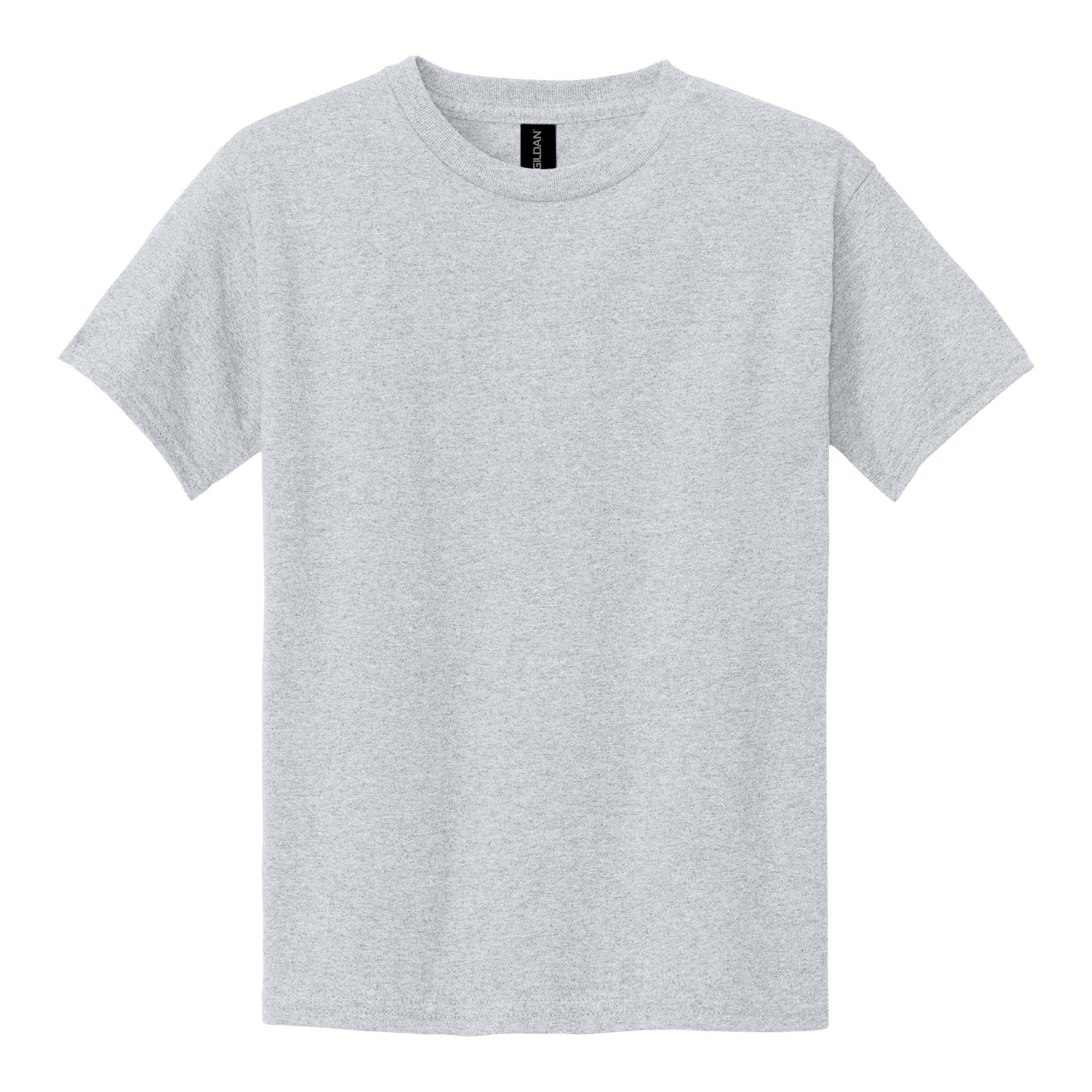 Gildan 5000B custom short sleeve t-shirt in ash, front view
