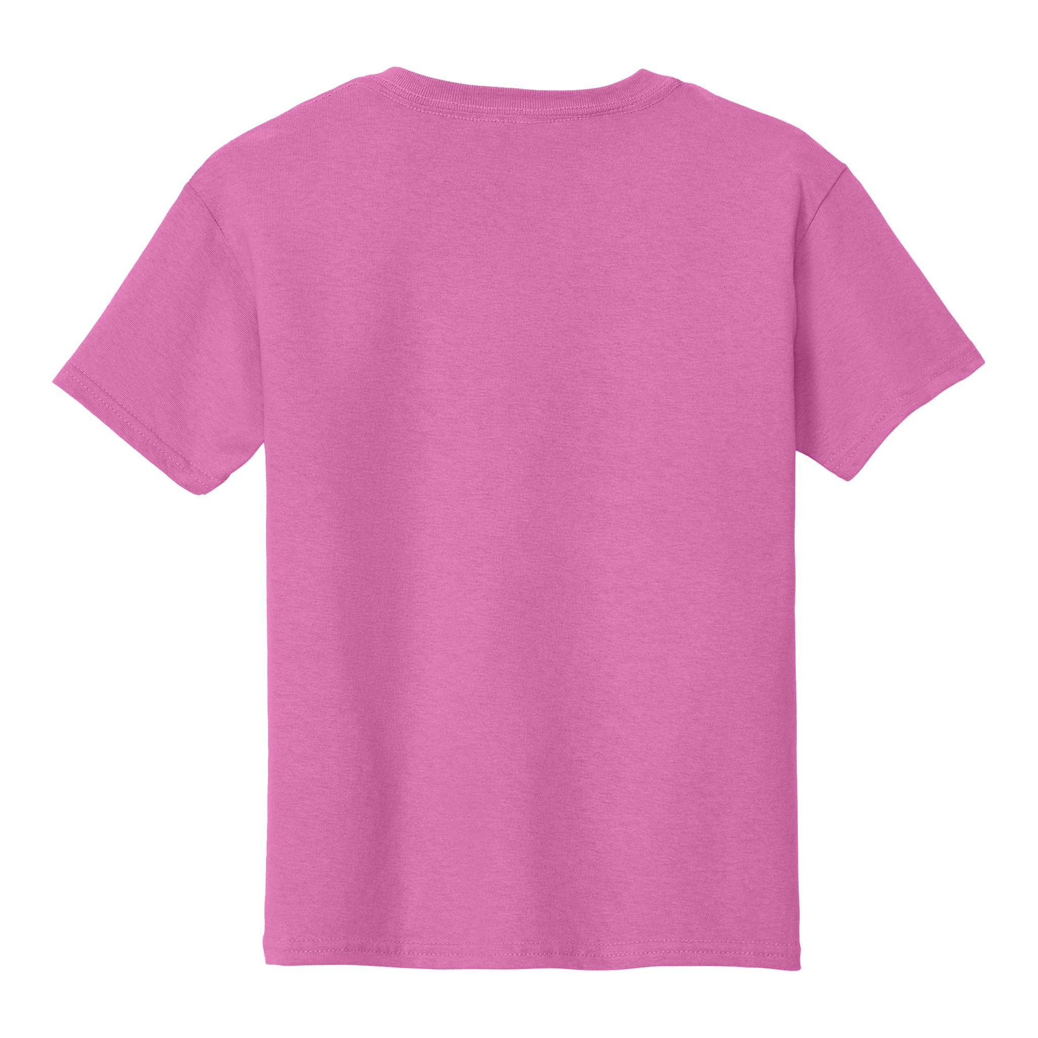 Gildan 5000B custom short sleeve t-shirt in azalea, back view