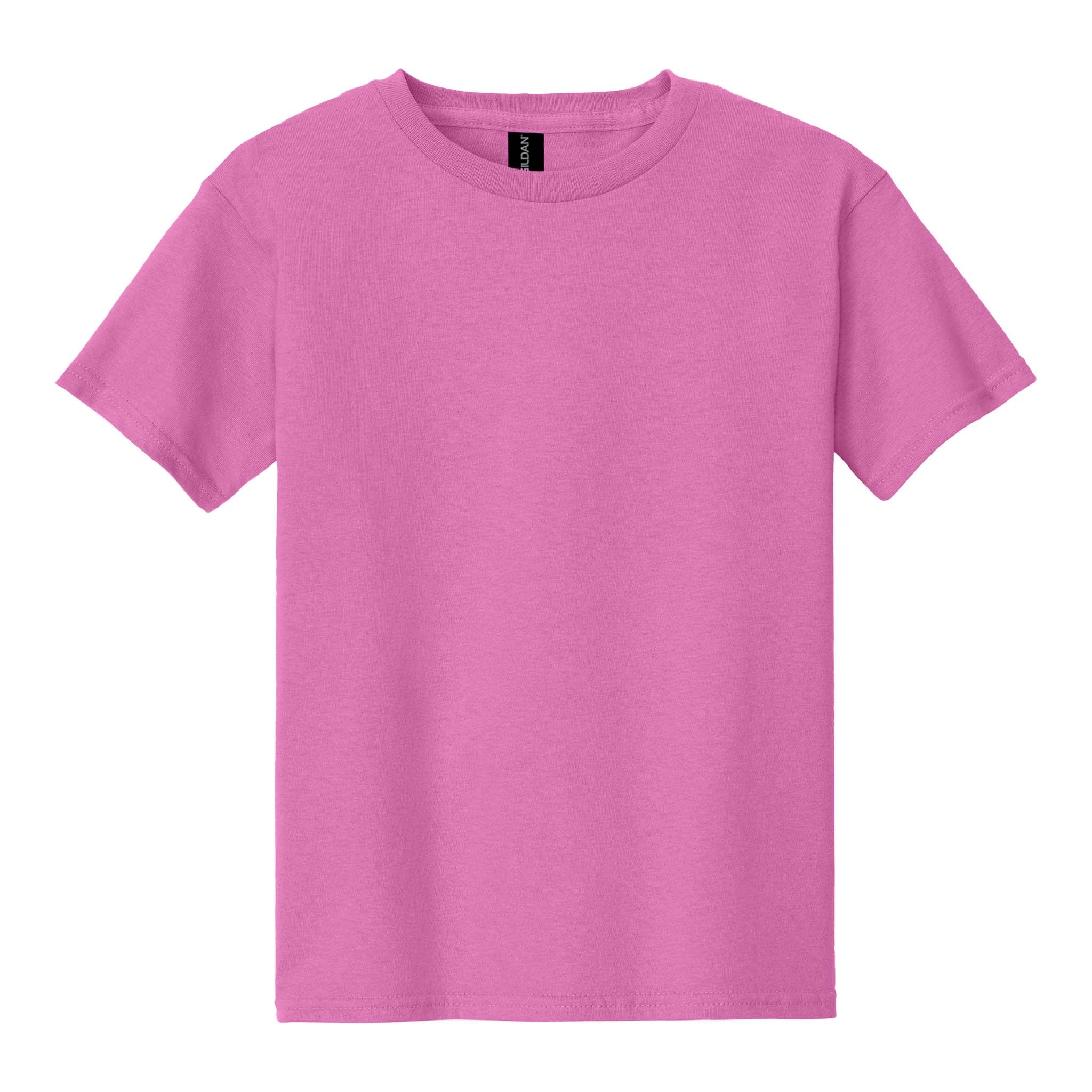 Gildan 5000B custom short sleeve t-shirt in azalea, front view