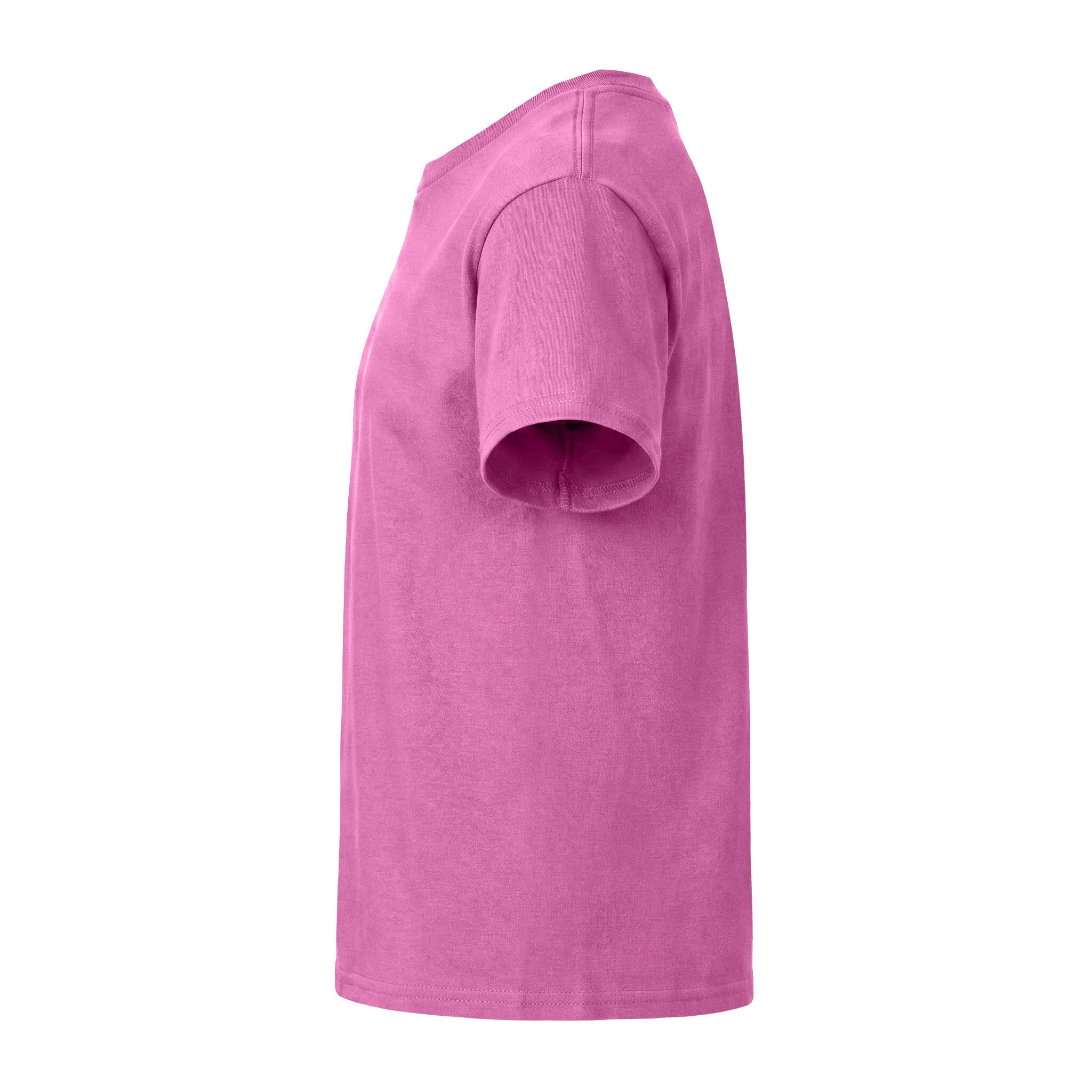 Gildan 5000B custom short sleeve t-shirt in azalea, left side view