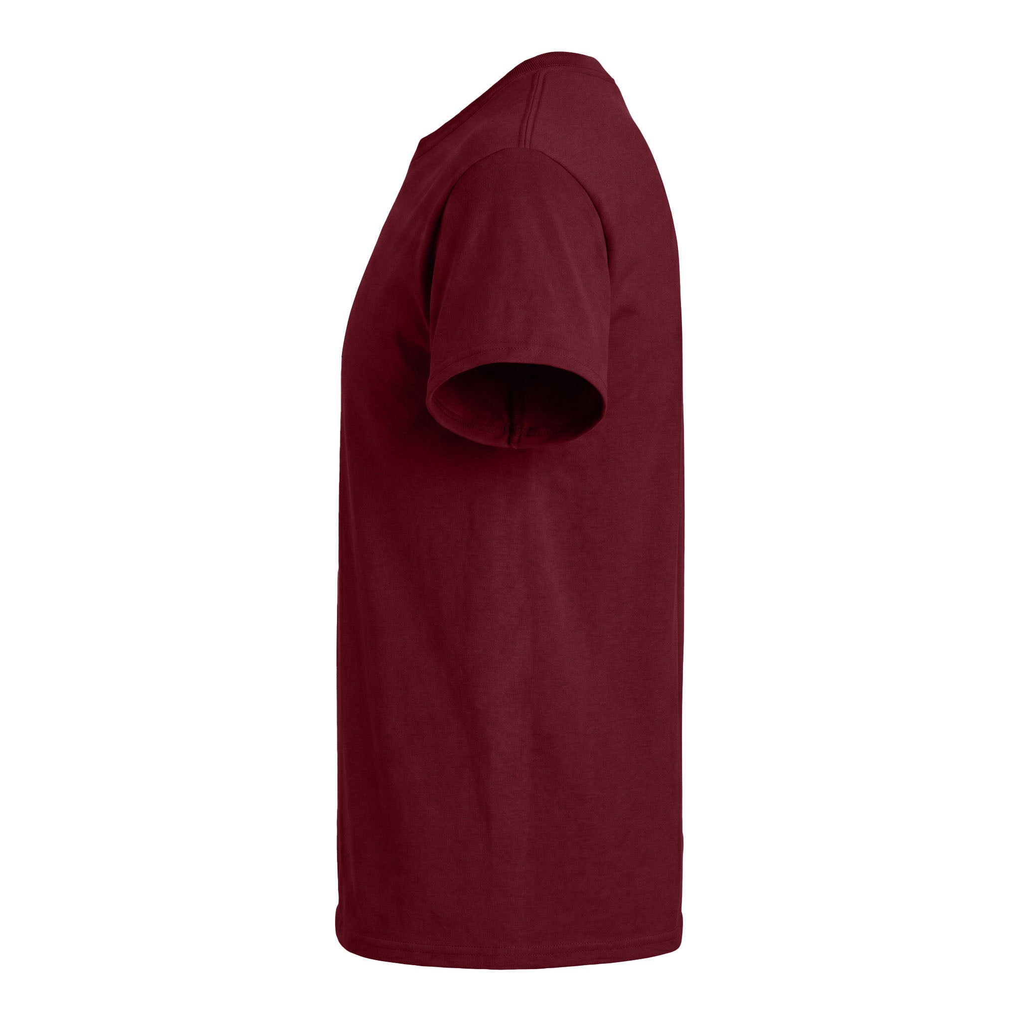 Gildan 5000 custom short sleeve t-shirt in antique cherry red, left side view