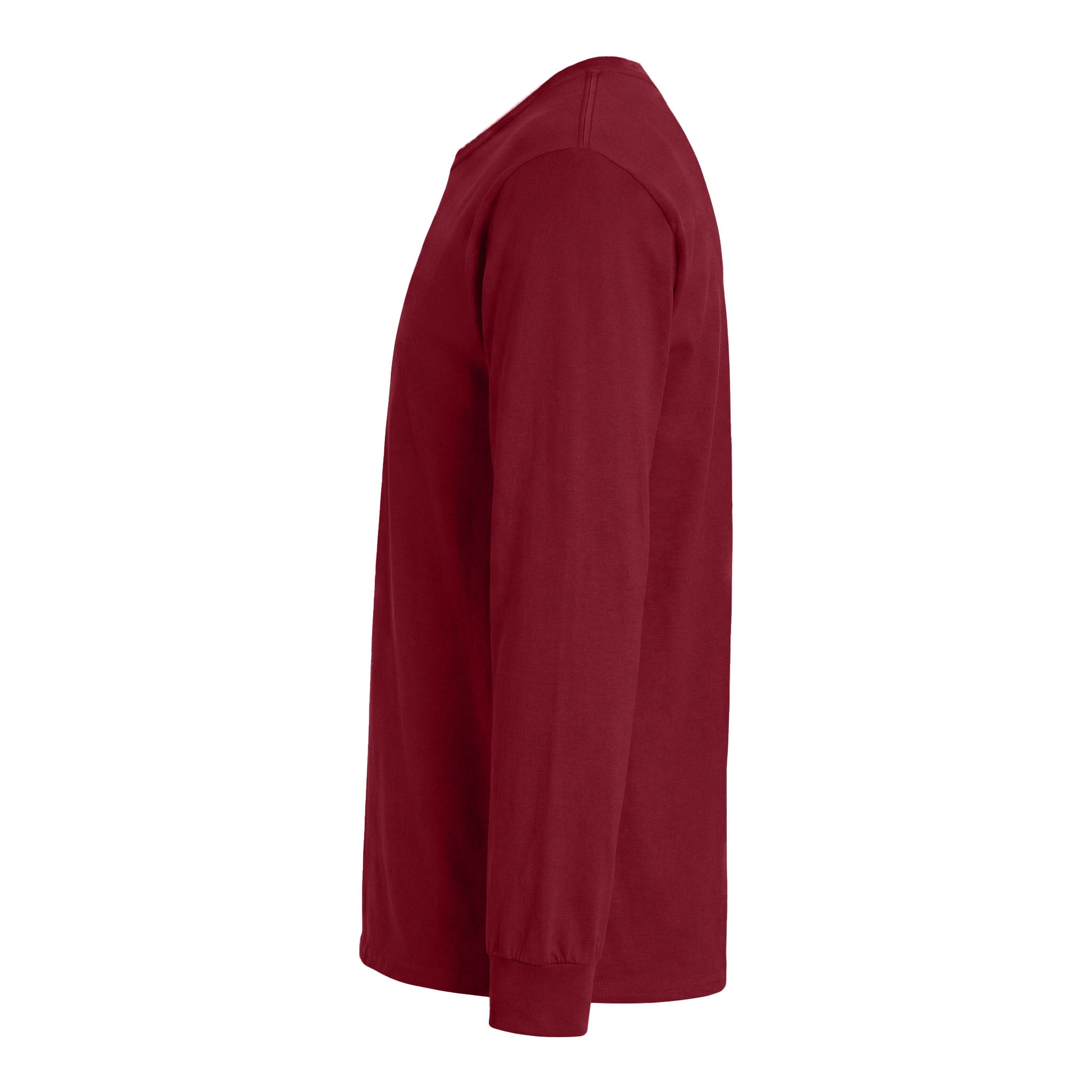 Gildan 5400 custom long sleeve t-shirt in cardinal red, left side view