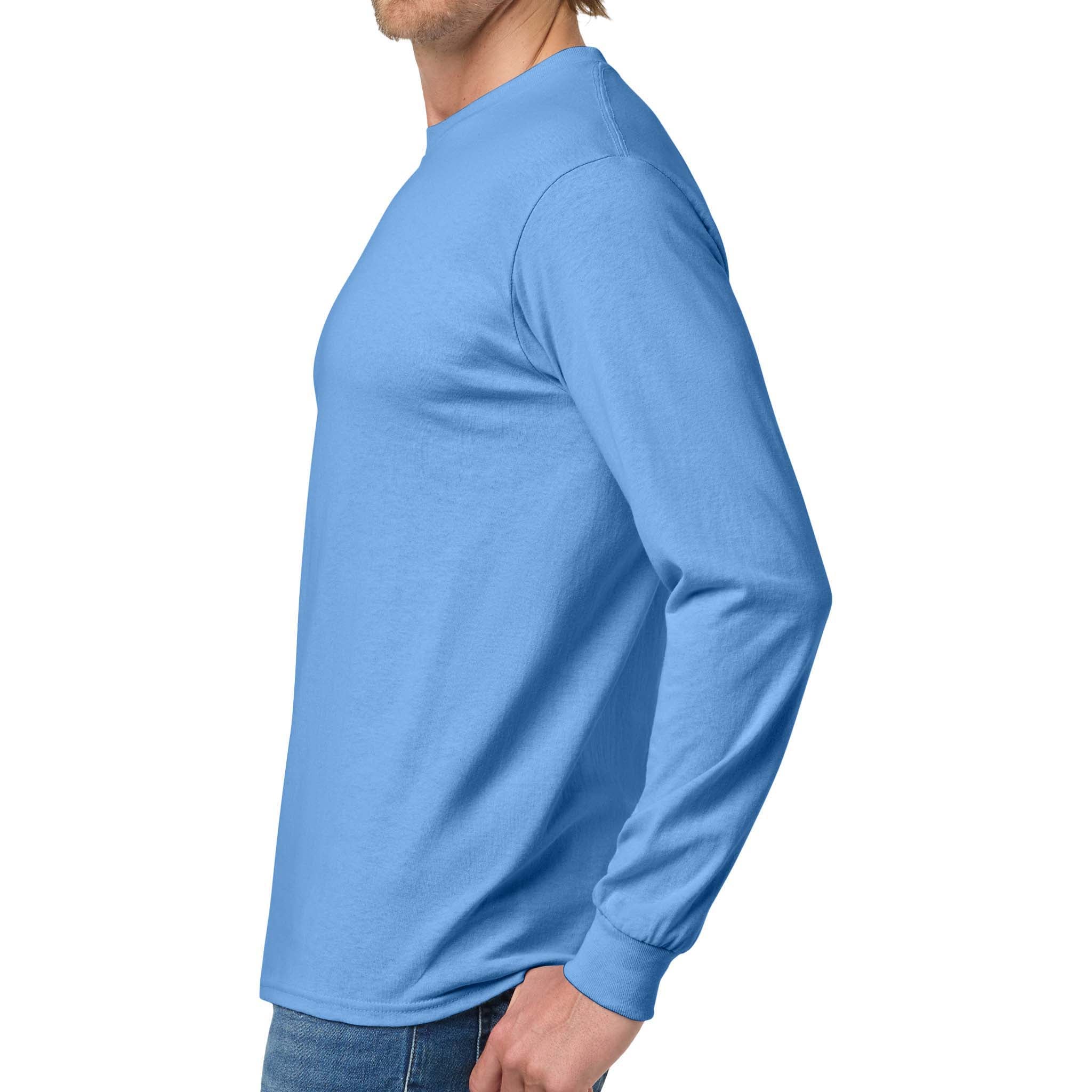 Gildan 5400 custom long sleeve t-shirt in carolina blue, left side view