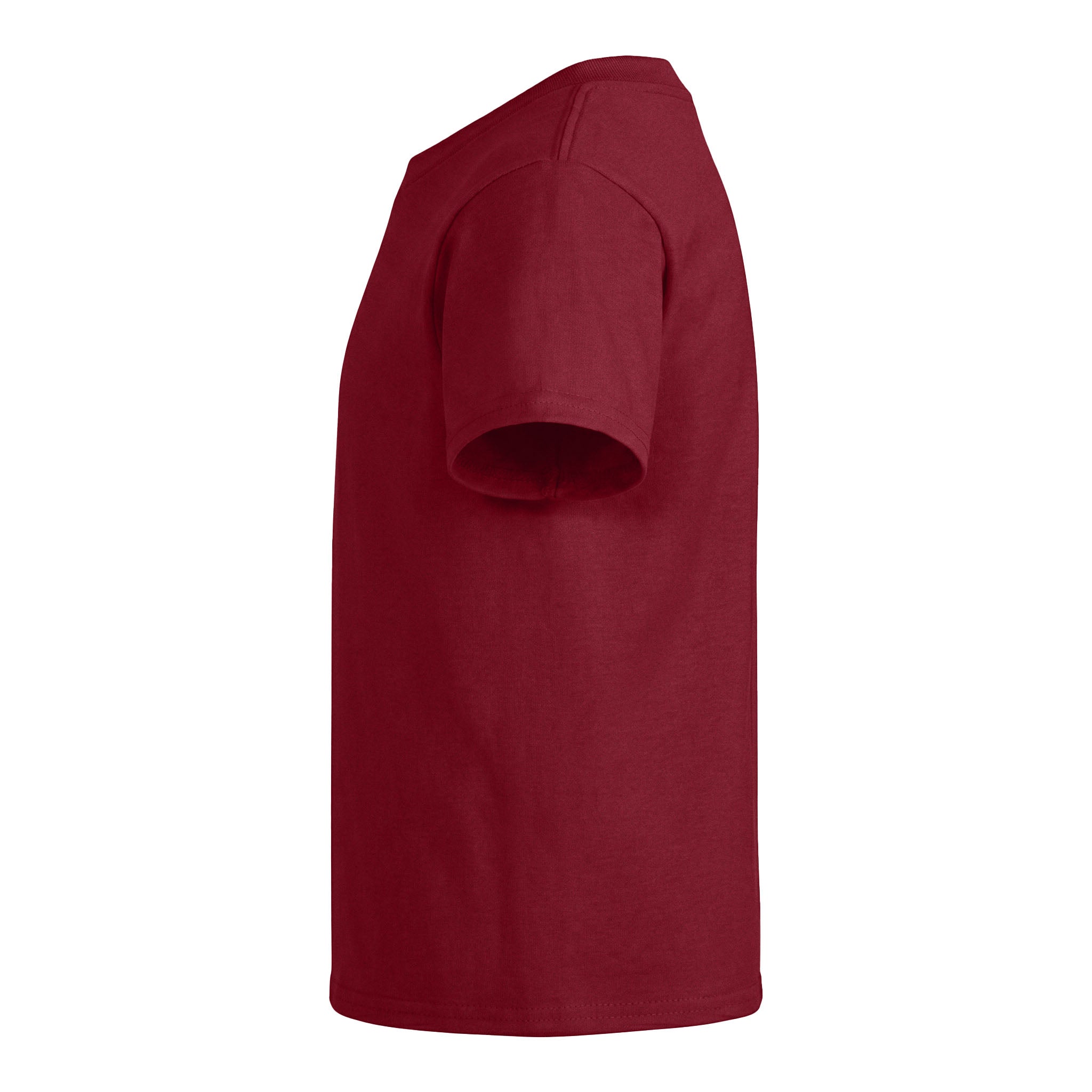 Gildan 64000B custom short sleeve t-shirt in cardinal red, left side view