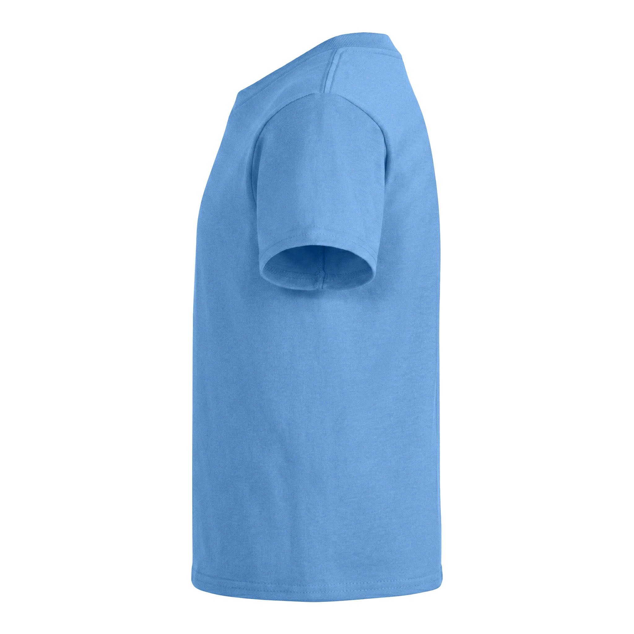 Gildan 64000B custom short sleeve t-shirt in carolina blue, left side view