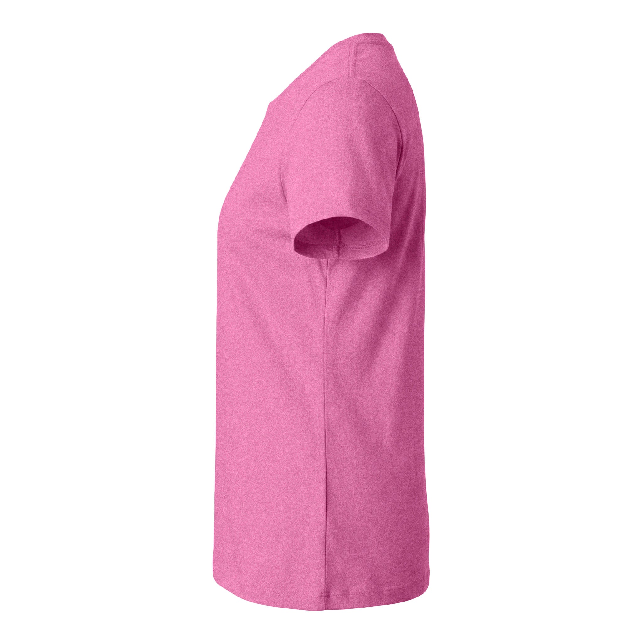 Gildan 64000L custom short sleeve t-shirt in azalea, left side view