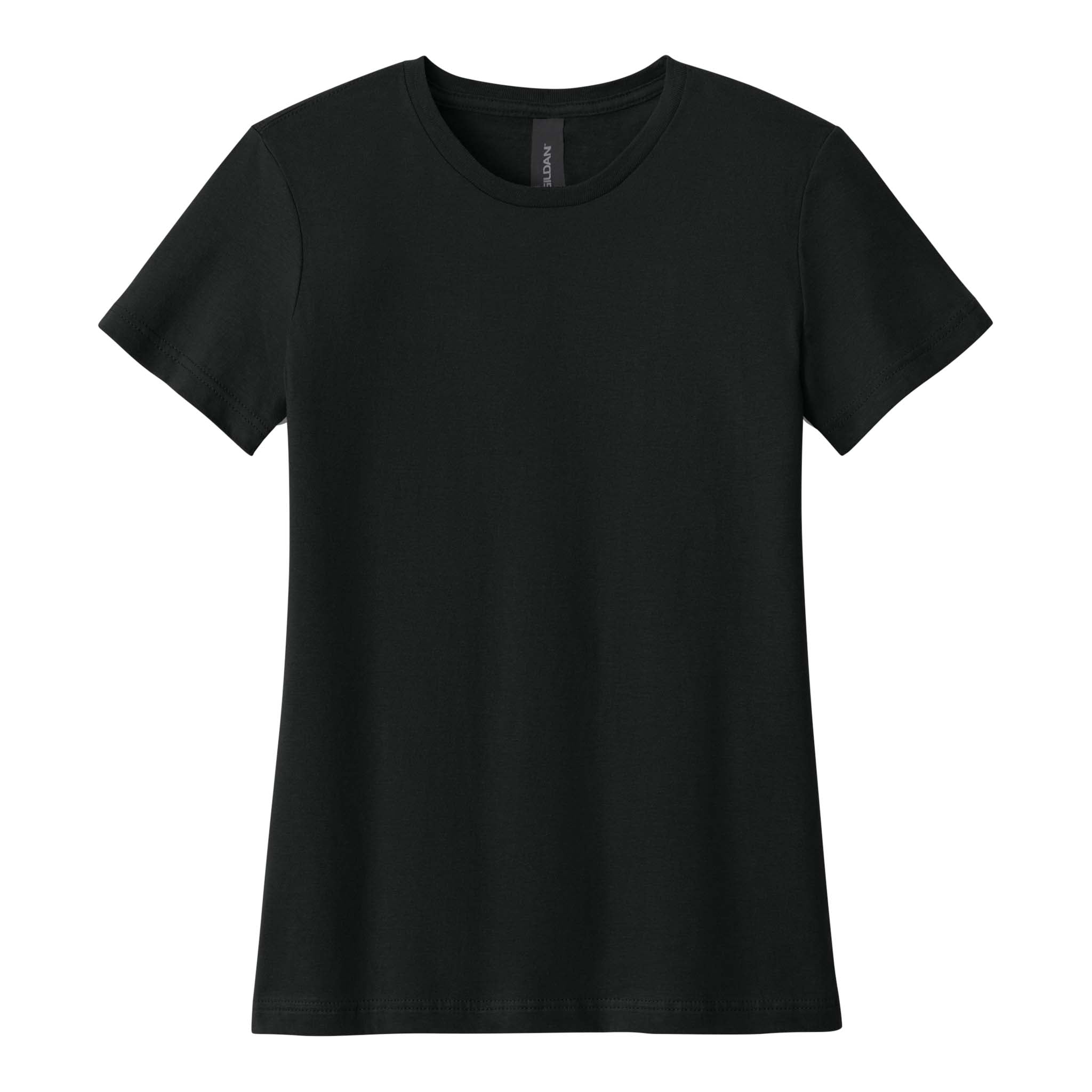 Gildan 64000L custom short sleeve t-shirt in black, front view