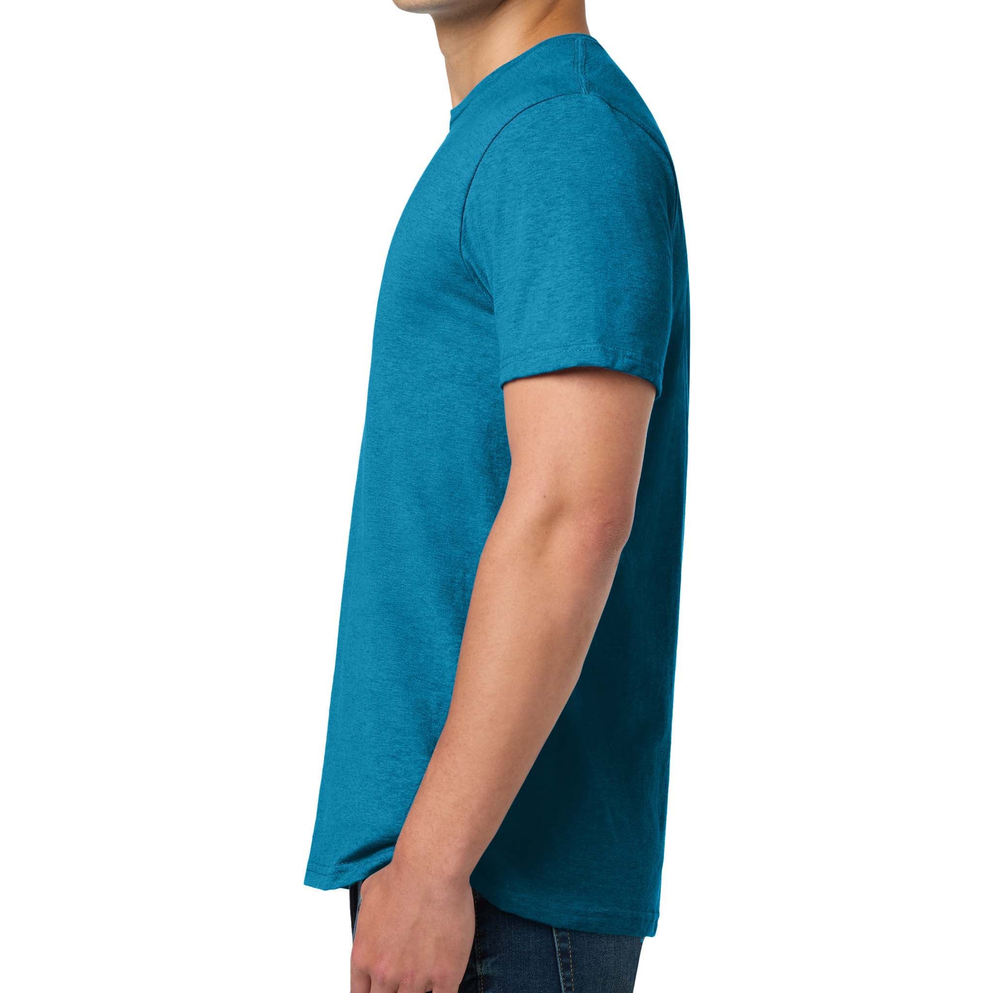 Gildan 64000 custom short sleeve t-shirt in antique sapphire, left side view