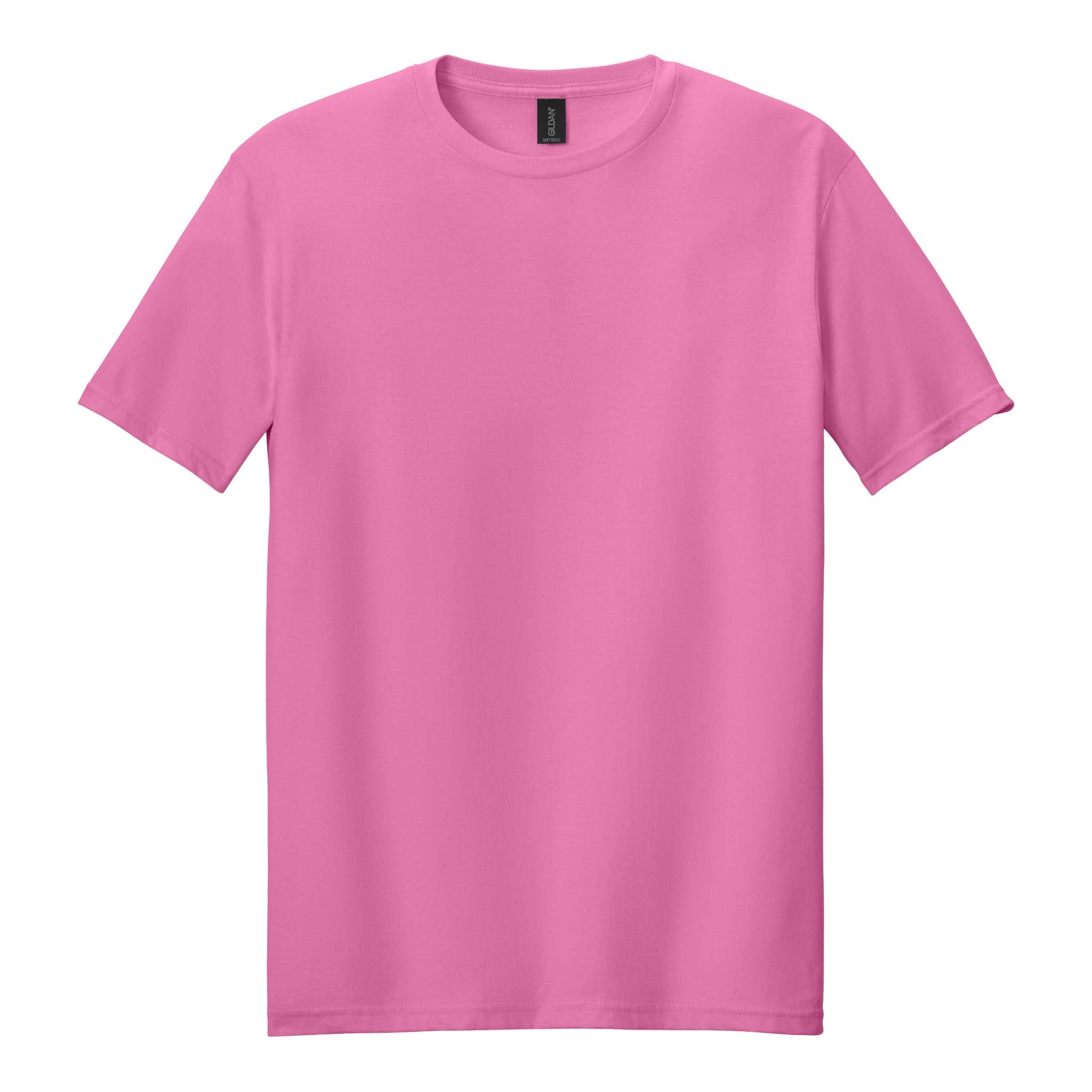 Gildan 64000 custom short sleeve t-shirt in azalea, front view