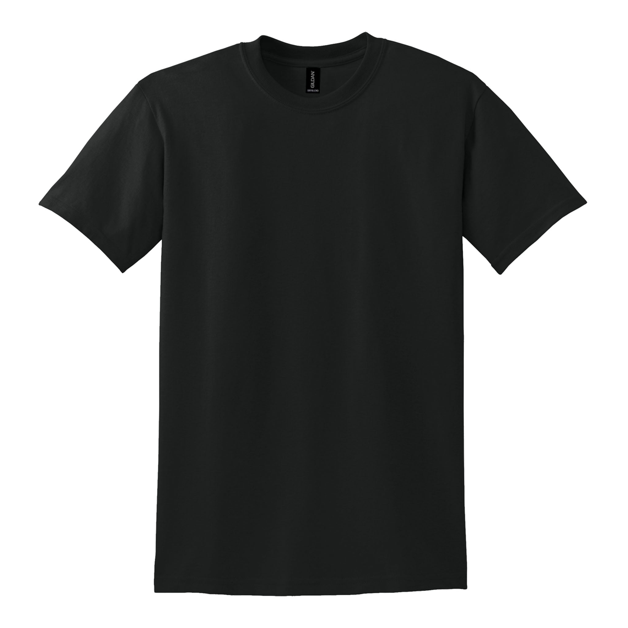 Gildan 8000 custom short sleeve t-shirt in black, front view