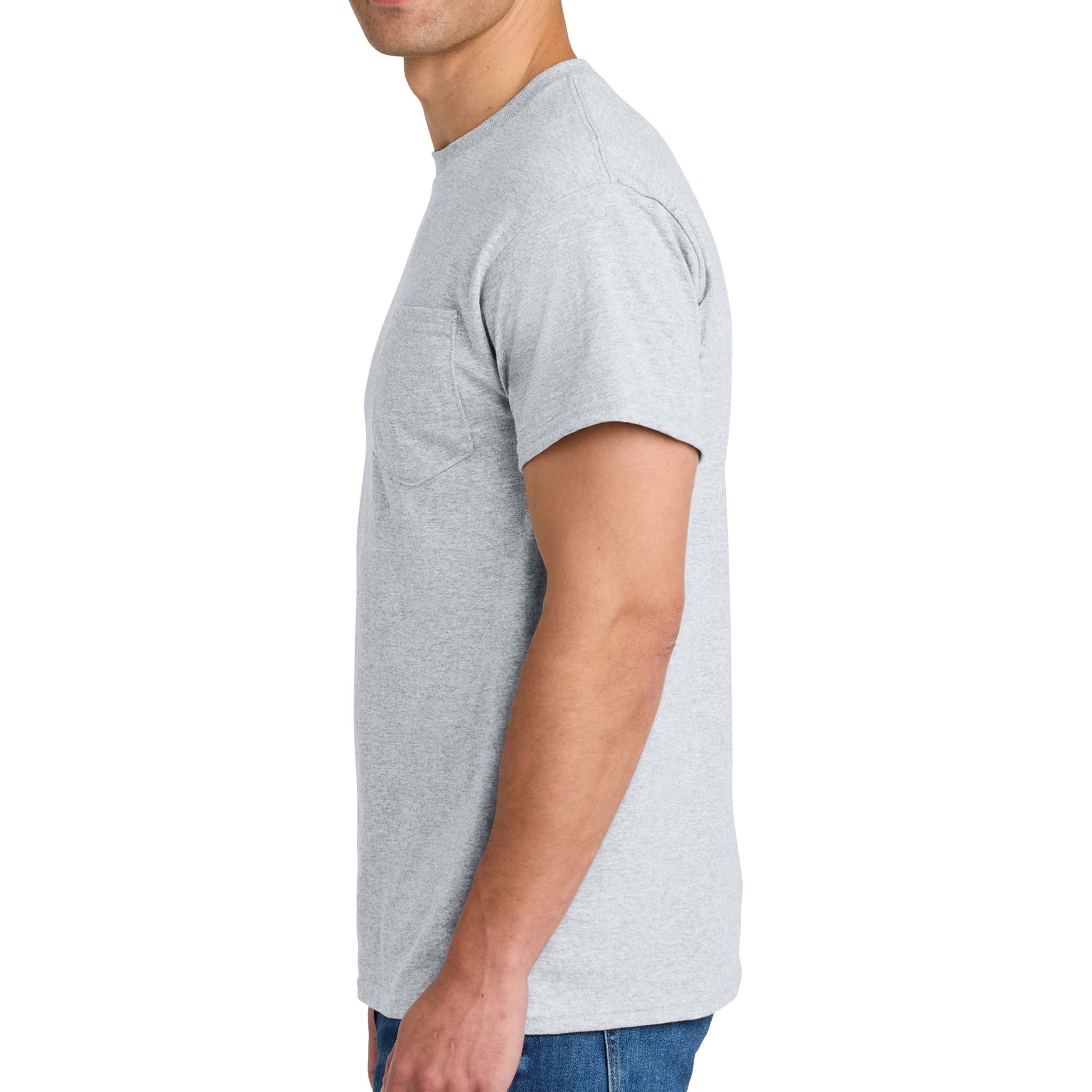 Gildan 8300 custom short sleeve t-shirt in ash grey, left side view