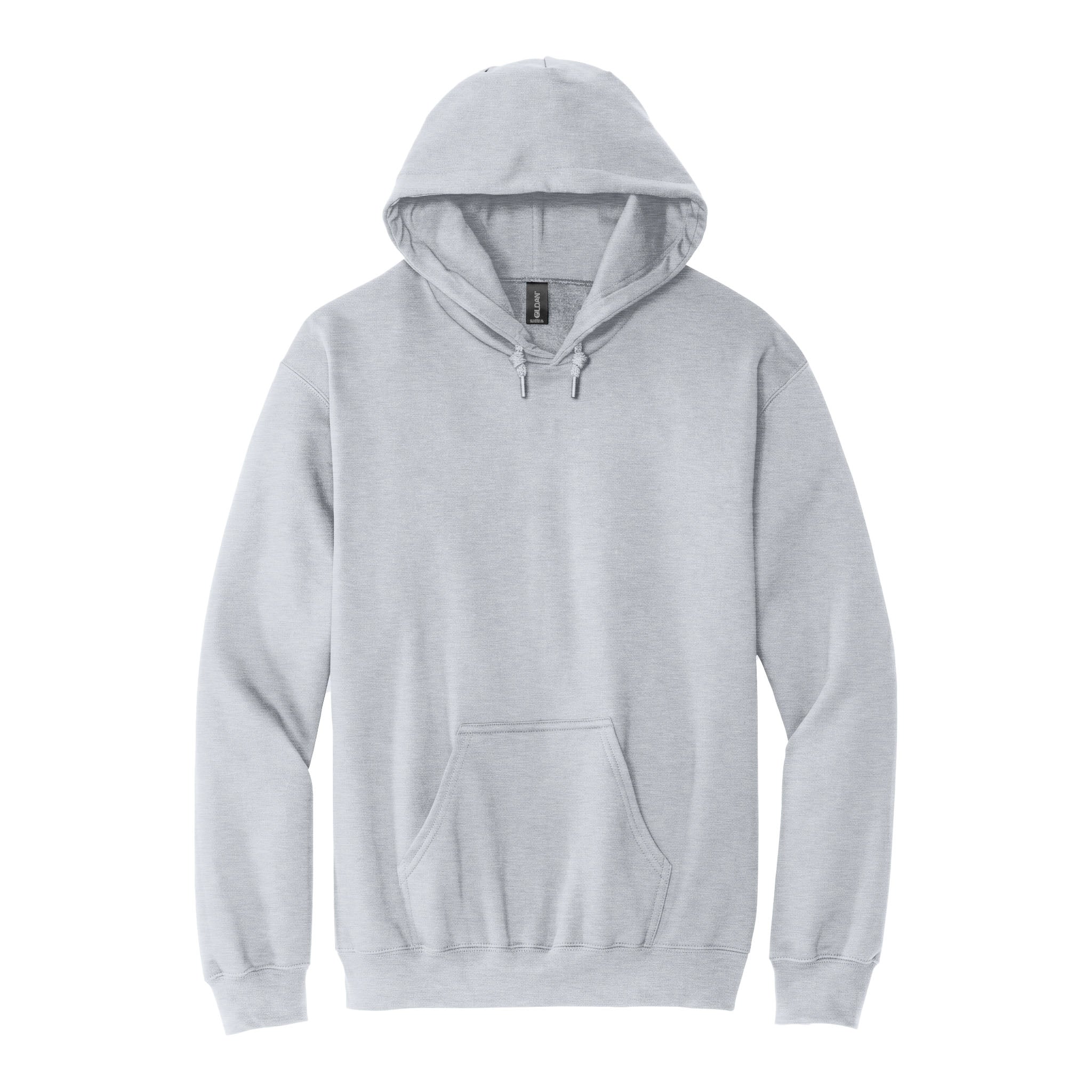 Gildan SF500 custom hoodie in ash grey, front view