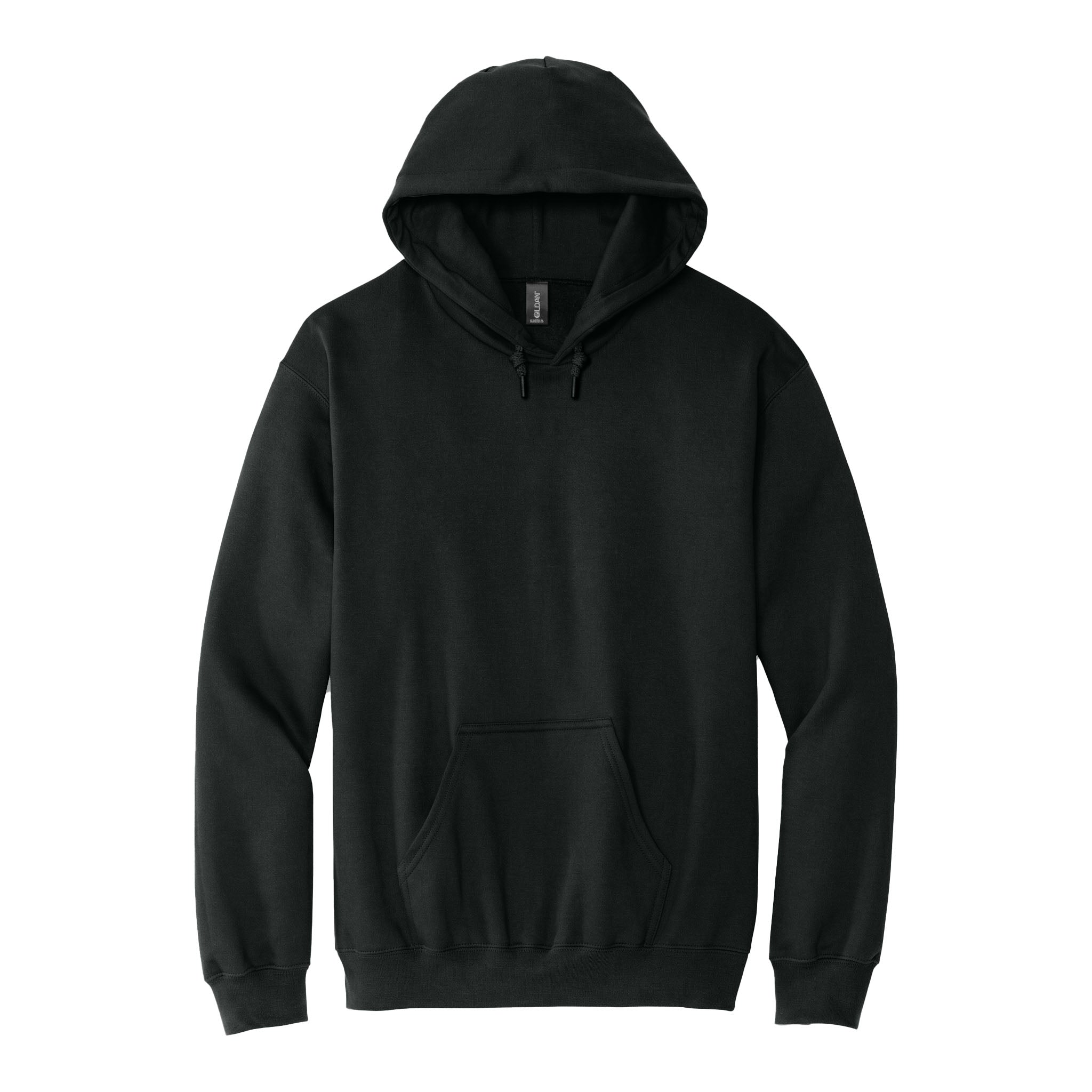 Gildan SF500 custom hoodie in black, front view