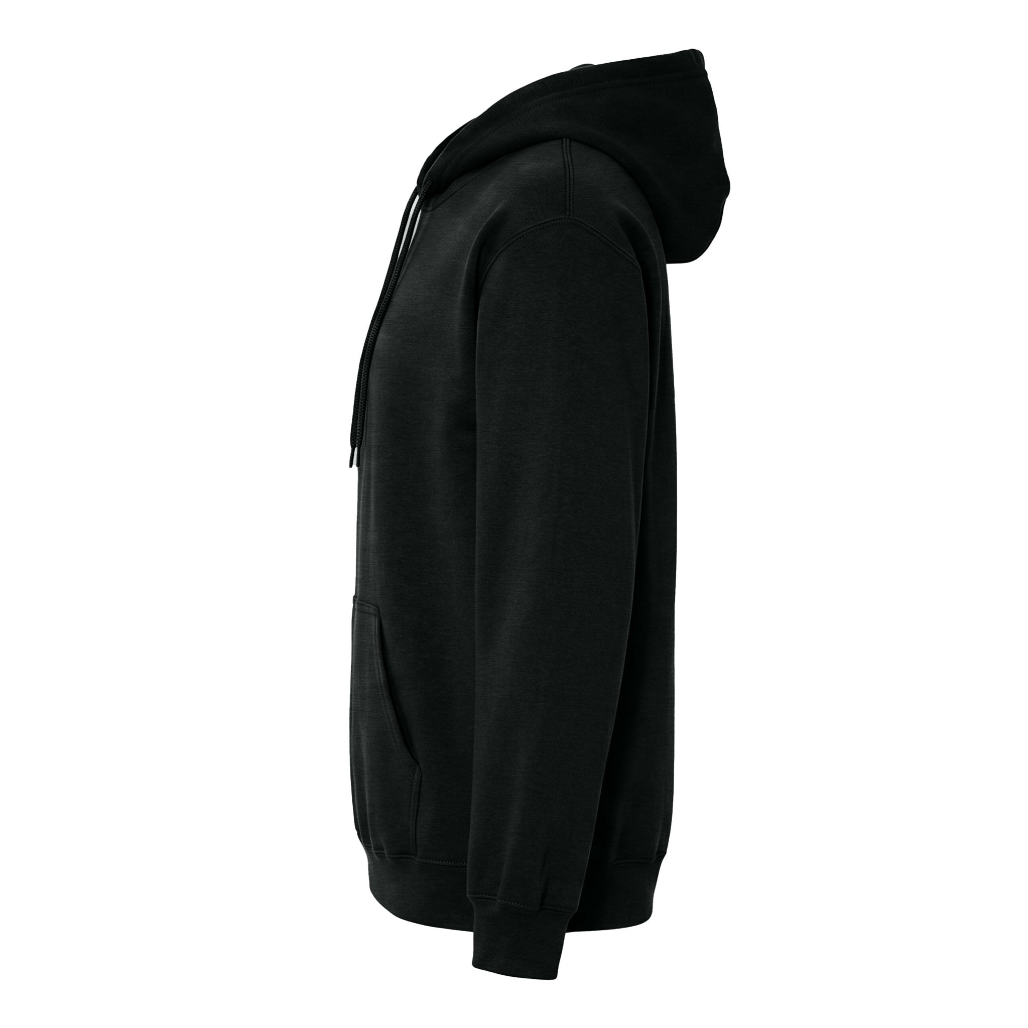 Gildan SF500 custom hoodie in black, left side view