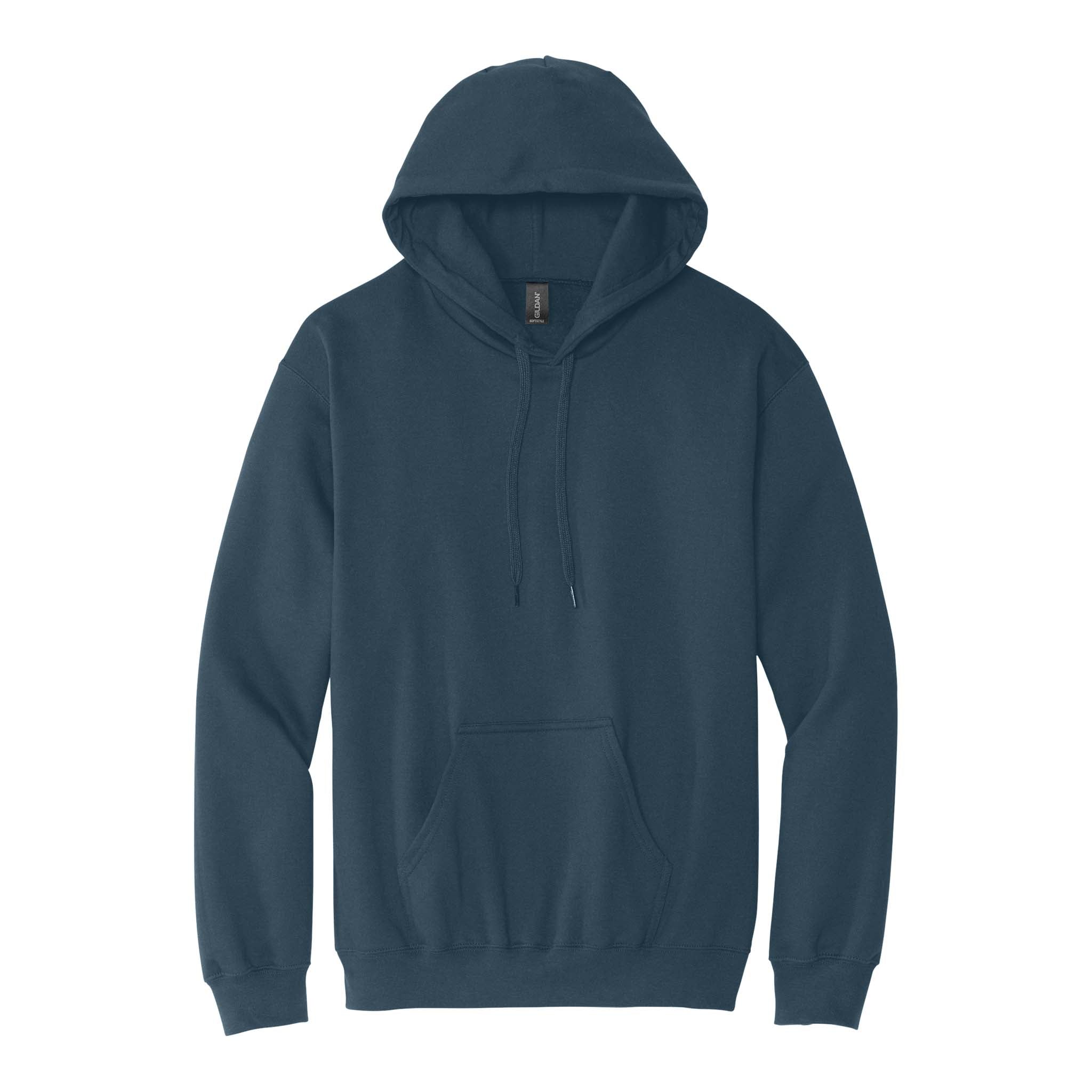 Gildan SF500 custom hoodie in blue dusk, front view