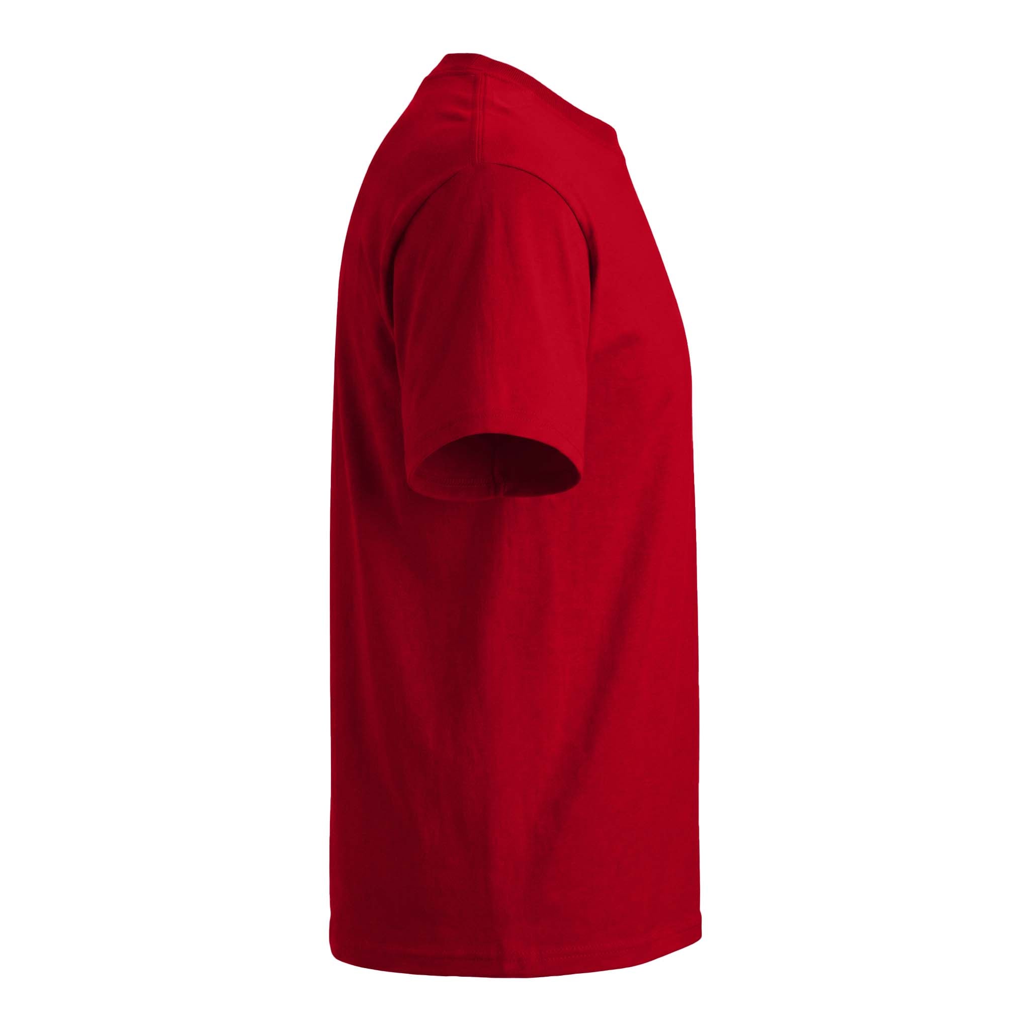 Hanes 5180 custom short sleeve t-shirt in athletic red, right side view