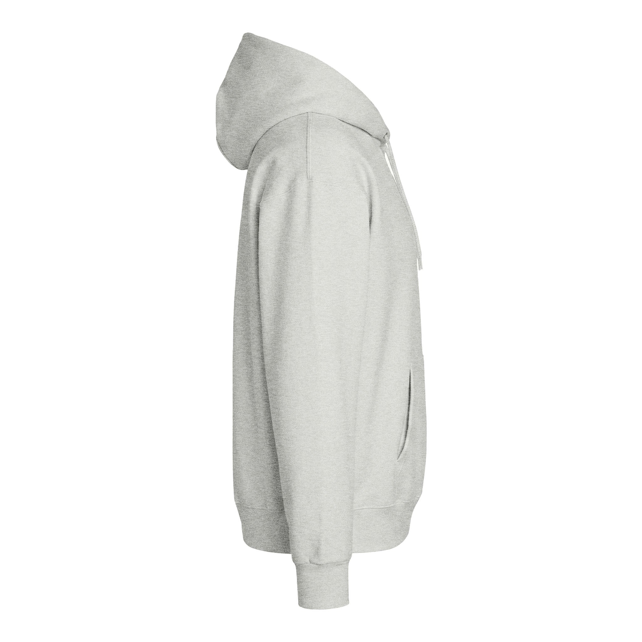 Hanes F170 custom hoodie in ash, right side view