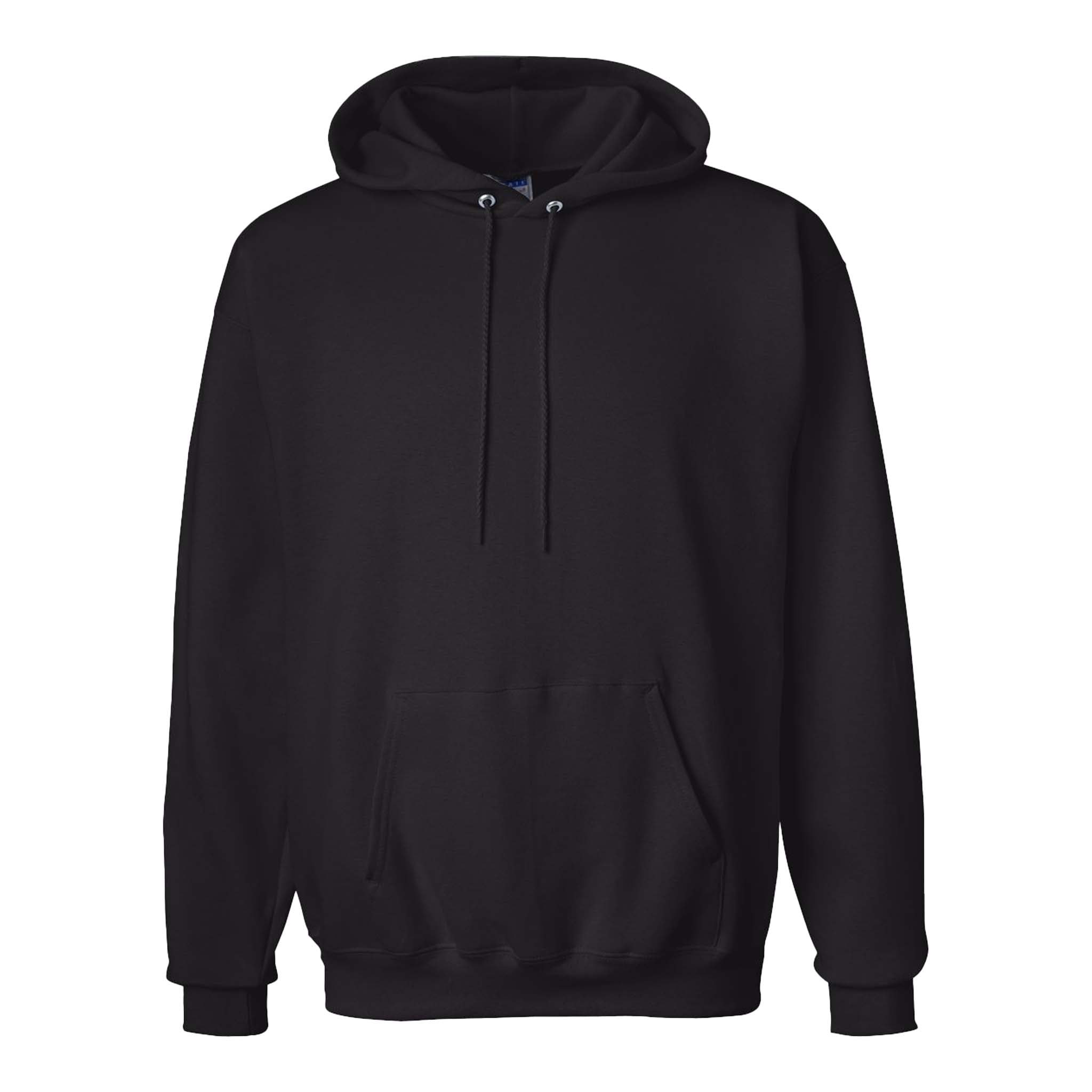 Hanes F170 custom hoodie in black, front view