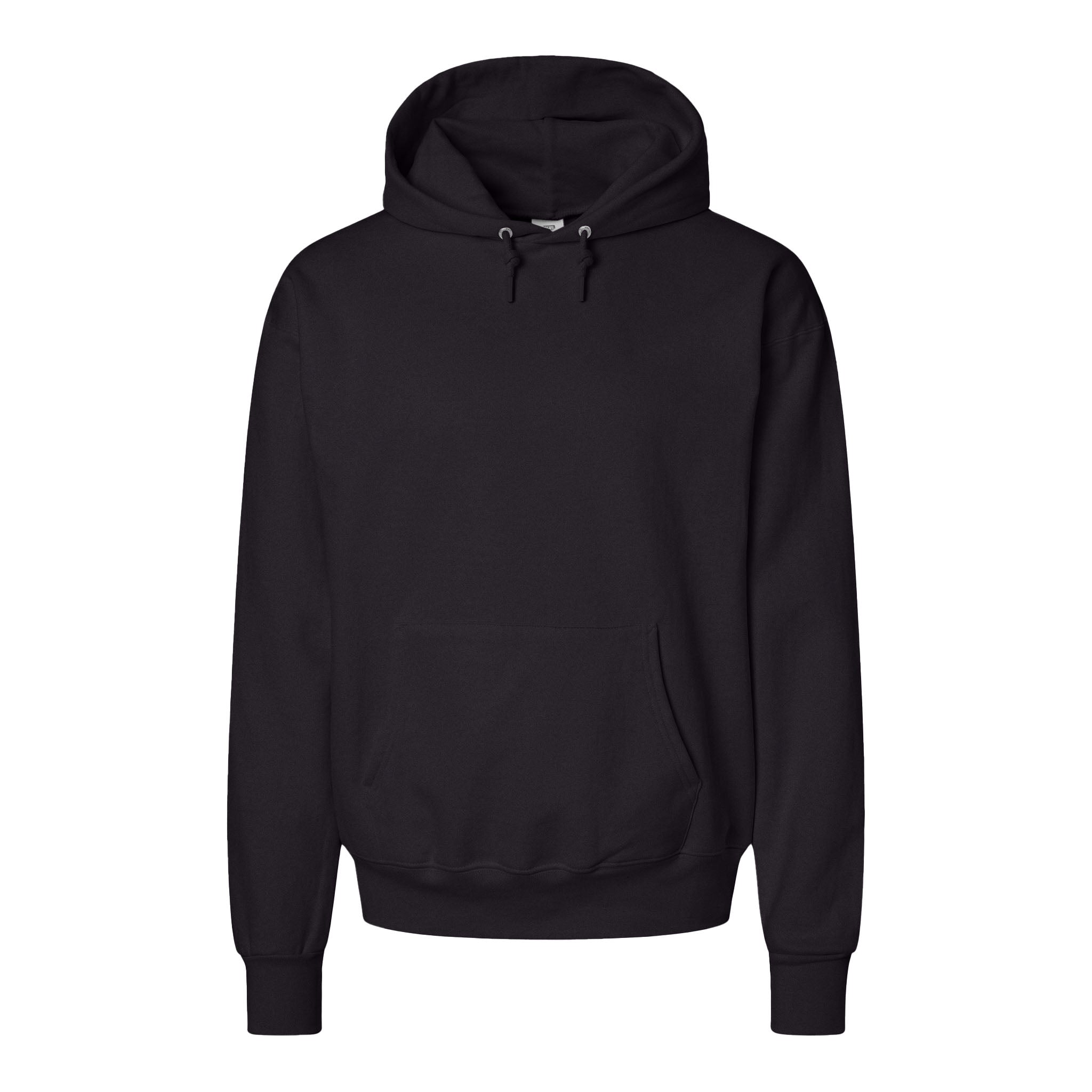 Hanes F170 custom hoodie in black, front view