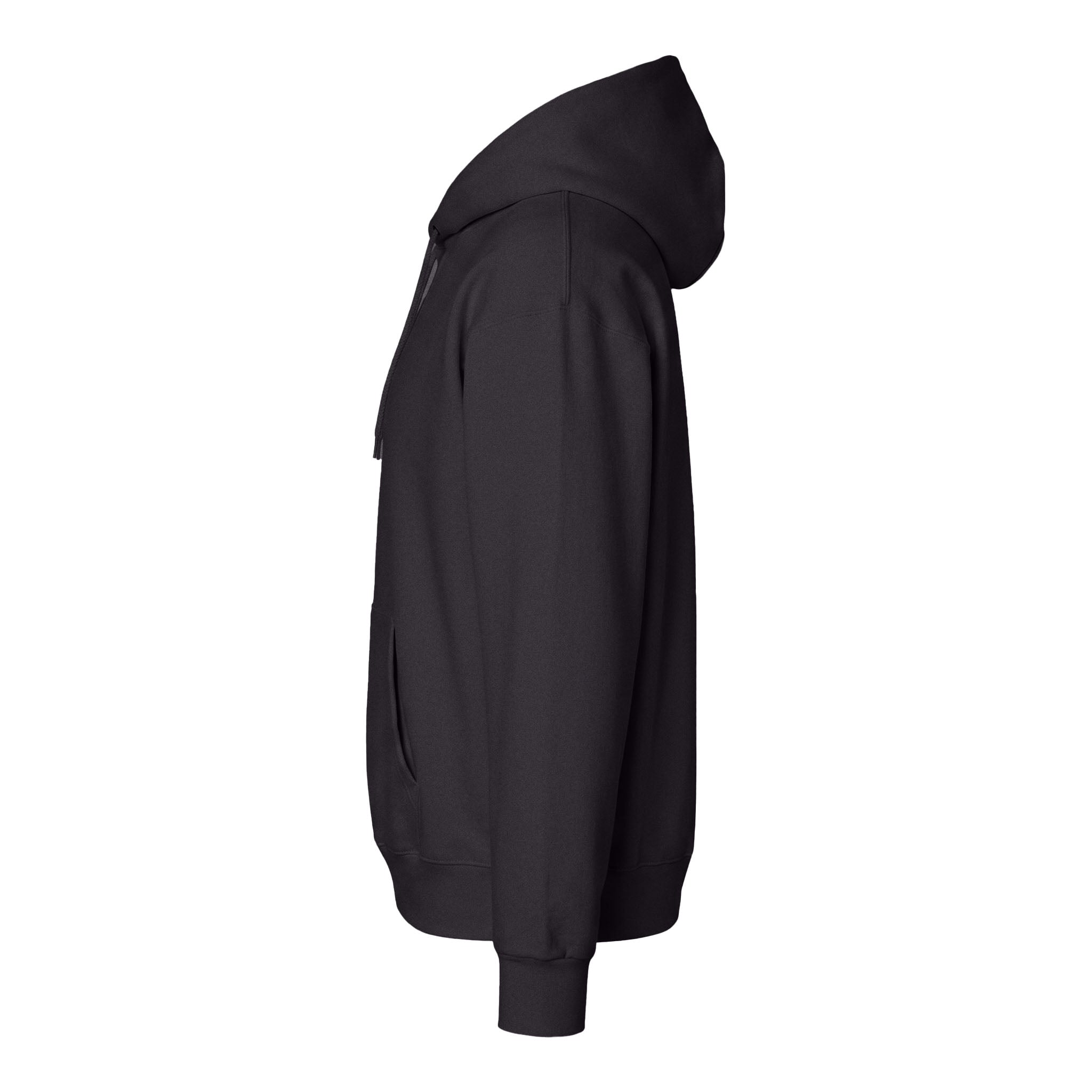 Hanes F170 custom hoodie in black, left side view