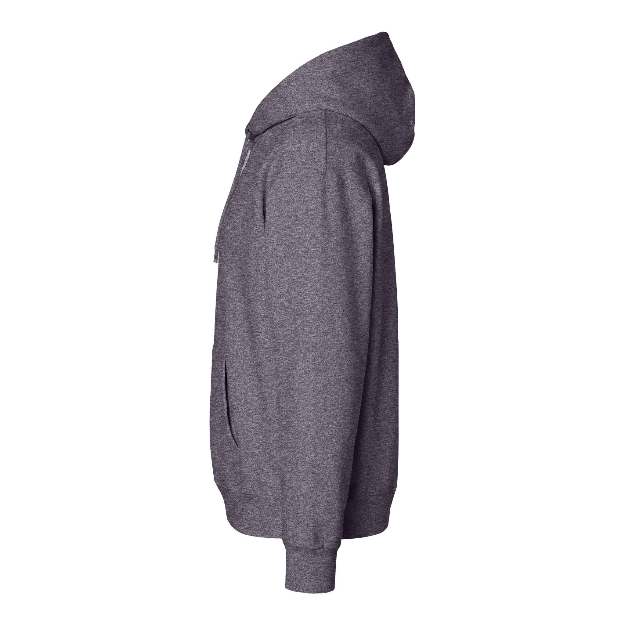Hanes F170 custom hoodie in charcoal heather, left side view